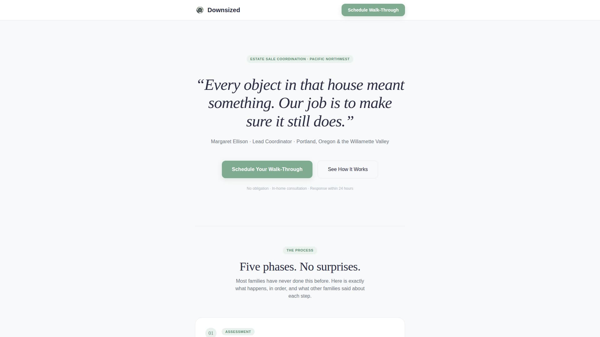Downsized - Trusted Estatesale Landing Page Template