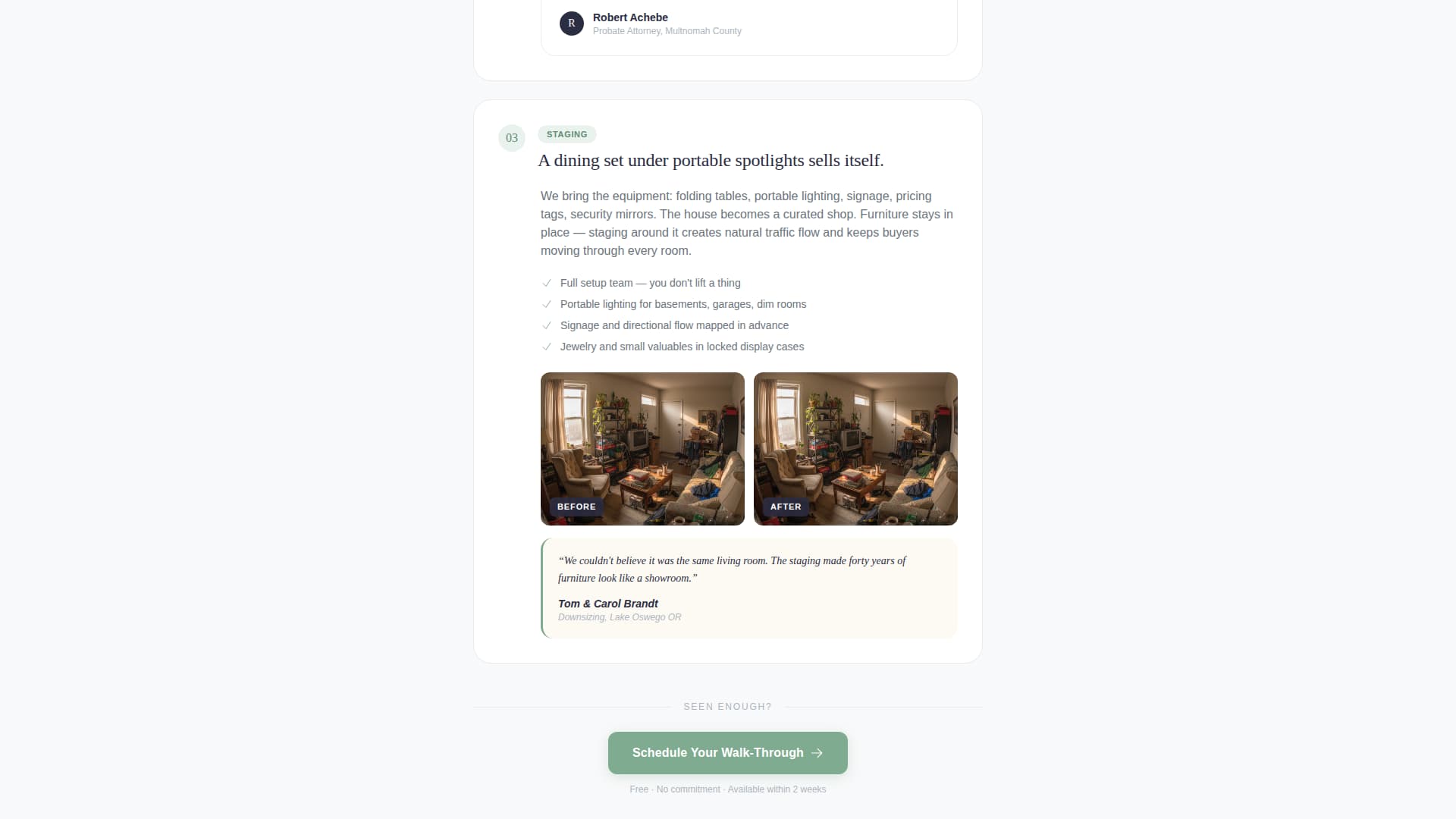 Downsized - Trusted Estatesale Landing Page Template