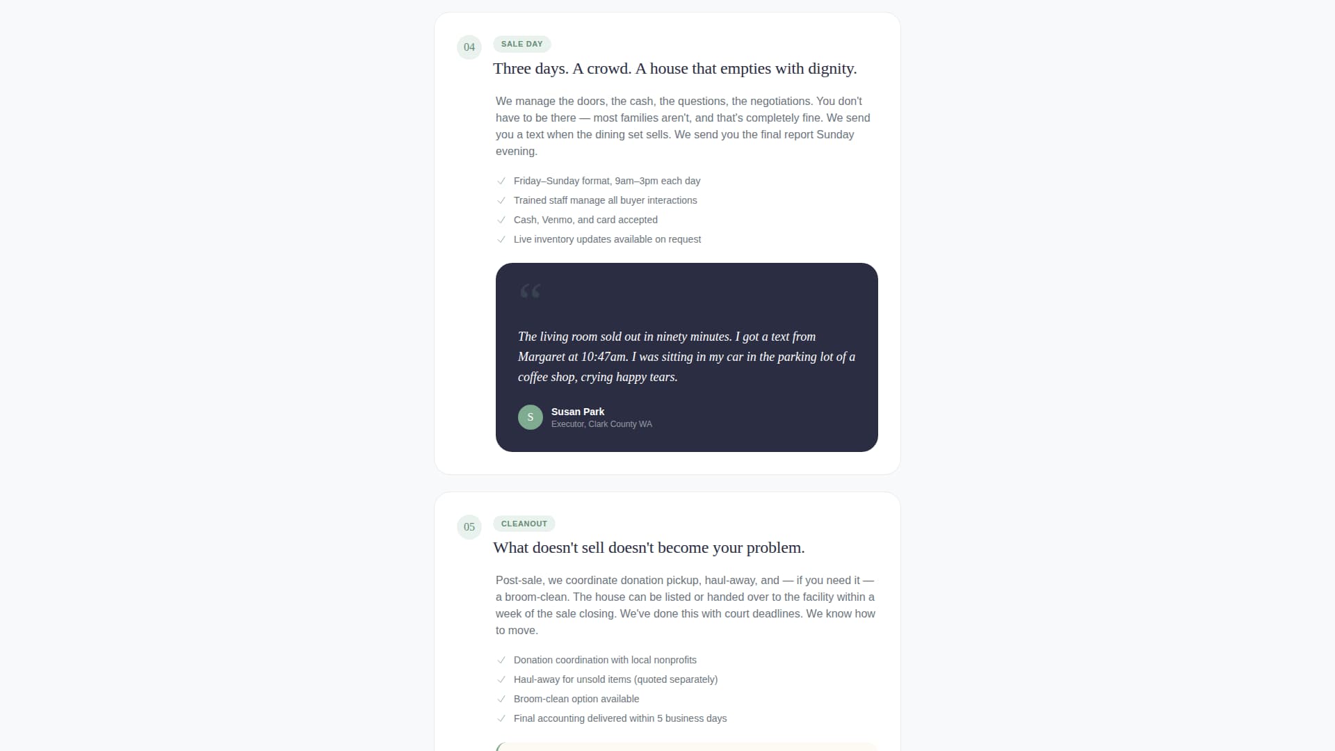 Downsized - Trusted Estatesale Landing Page Template