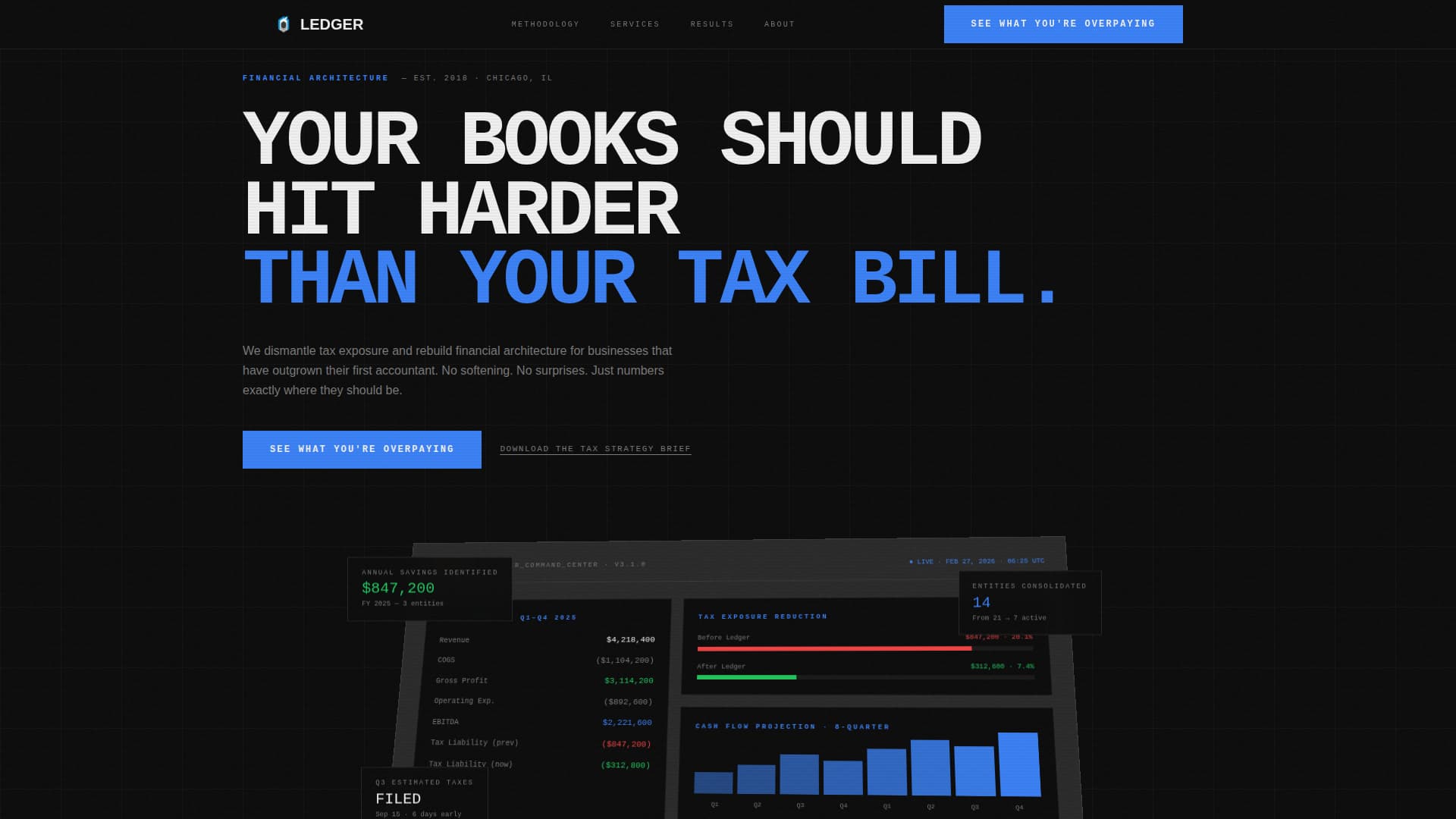 Ledger - Ruthless Accounting Landing Page Template
