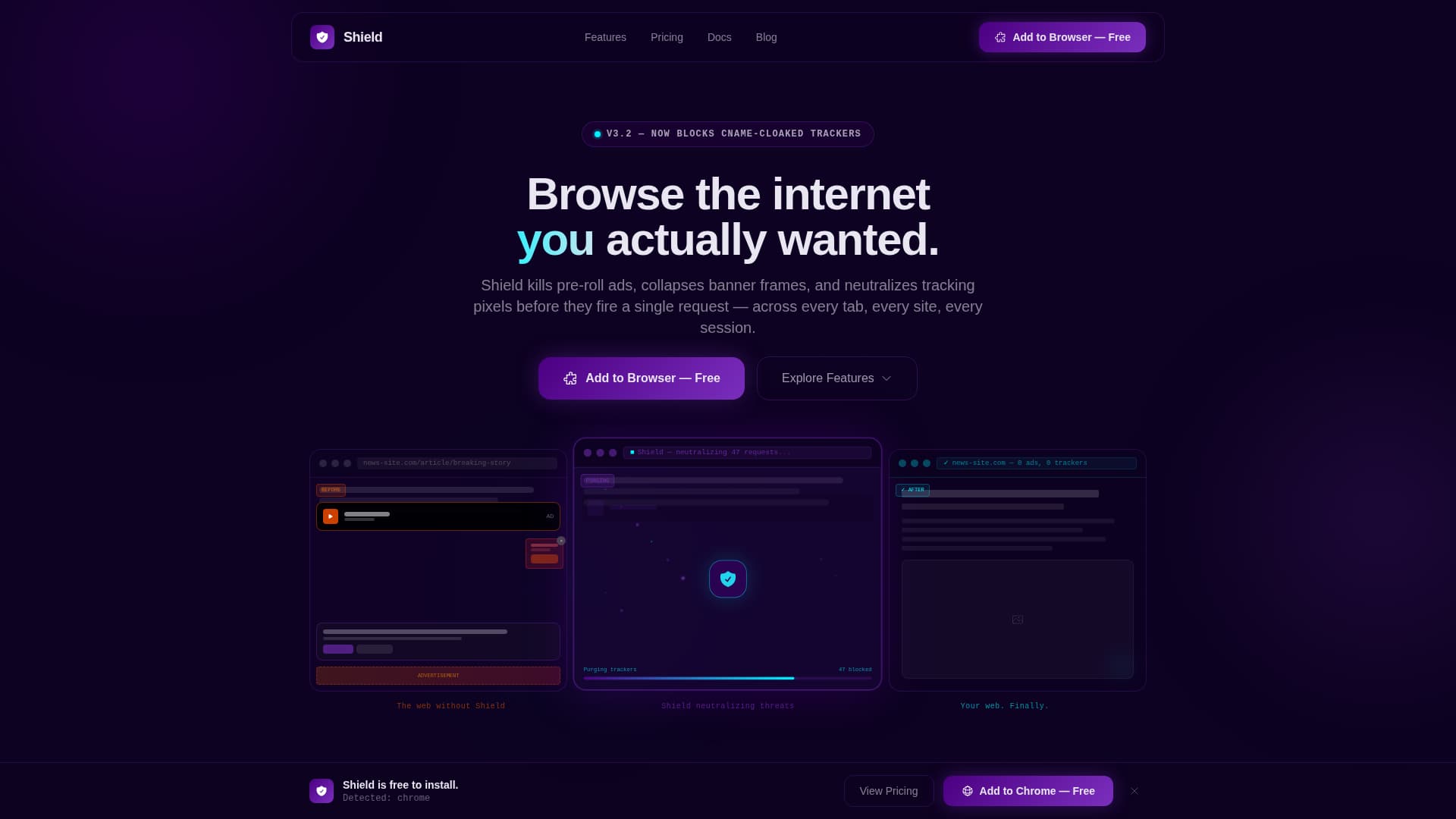Shield - Powerful Adblocker Landing Page Template