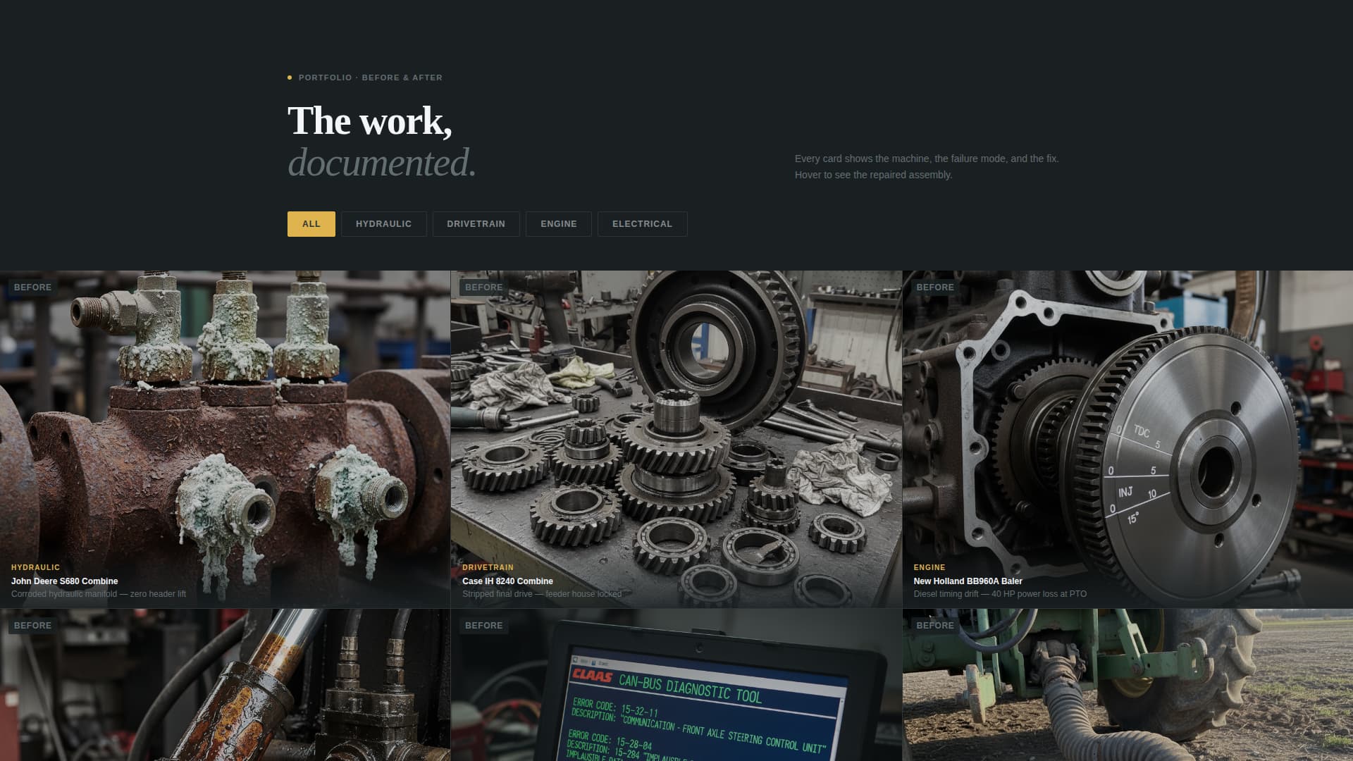 Farm Equipment Mechanic Business Portfolio Website Template