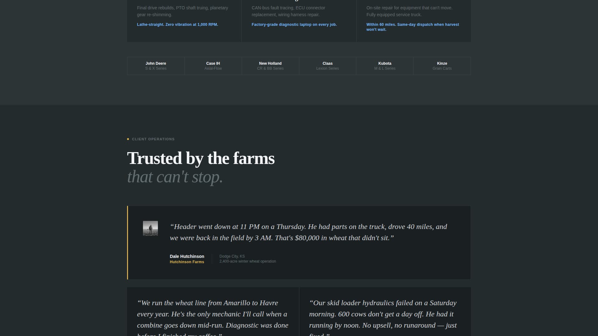Farm Equipment Mechanic Business Portfolio Website Template