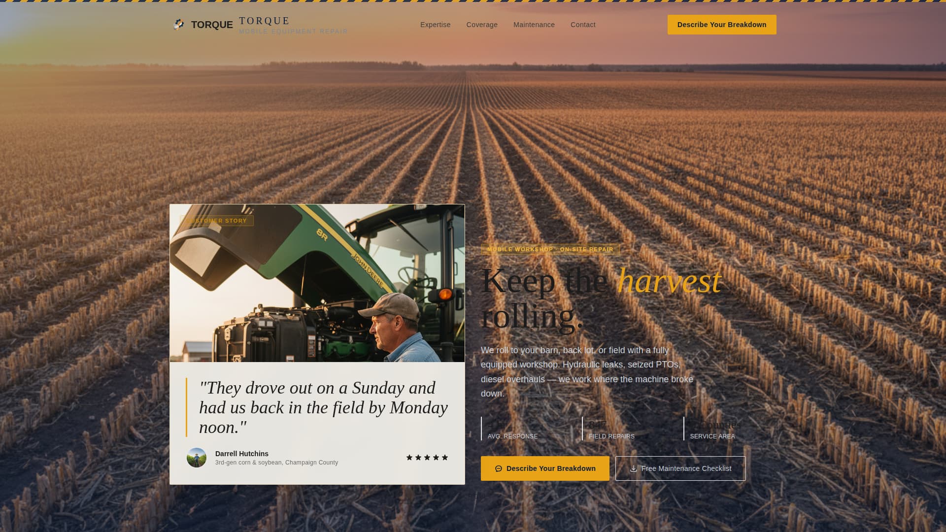 Farm Equipment Mechanic Business Reviews Website Template
