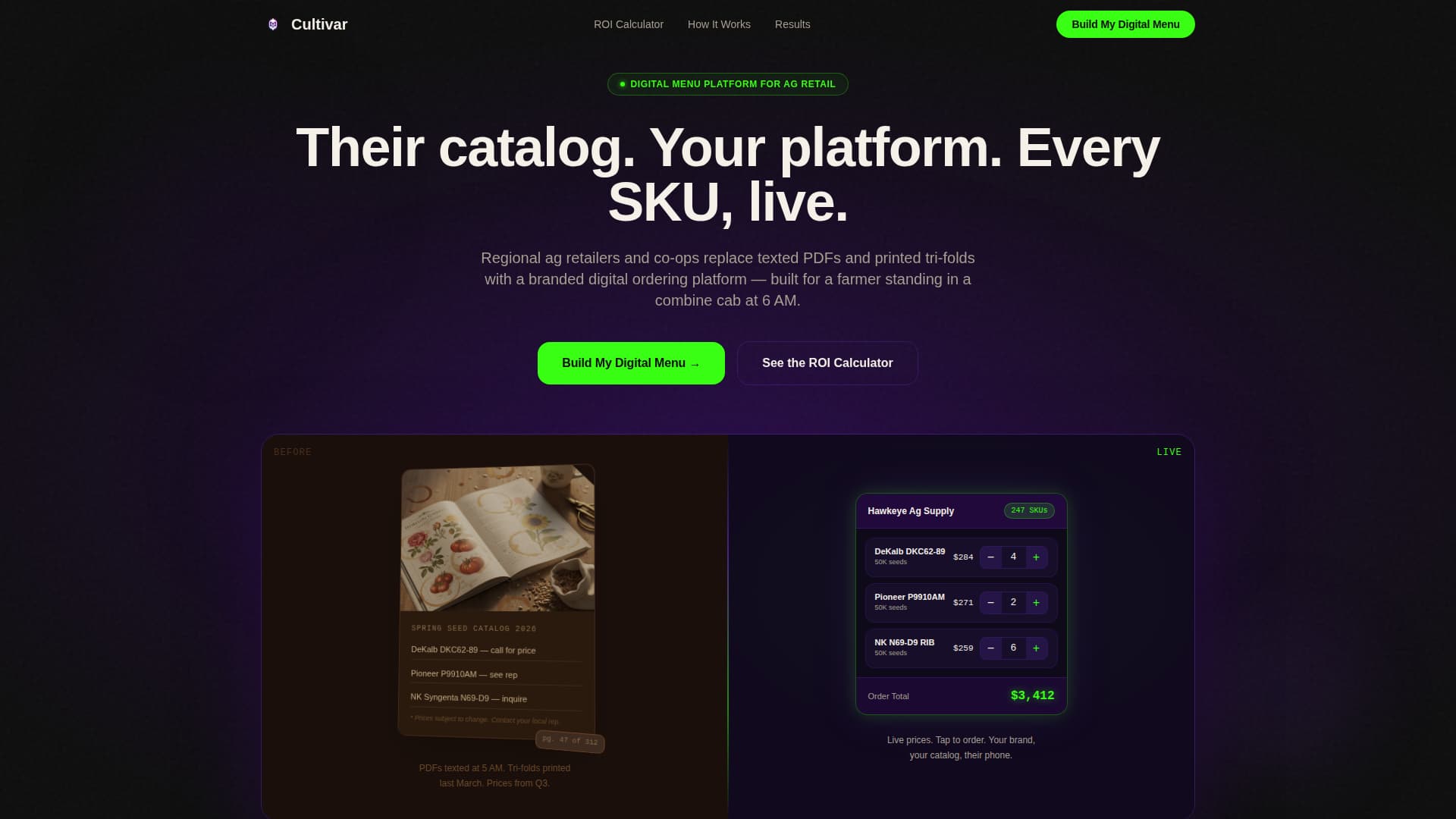 Cultivar - Precision Agri Menu Landing Page Template