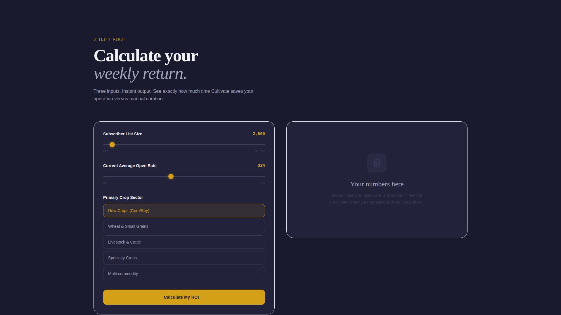Agriculture Digital Presence Cost Calculator Website Template