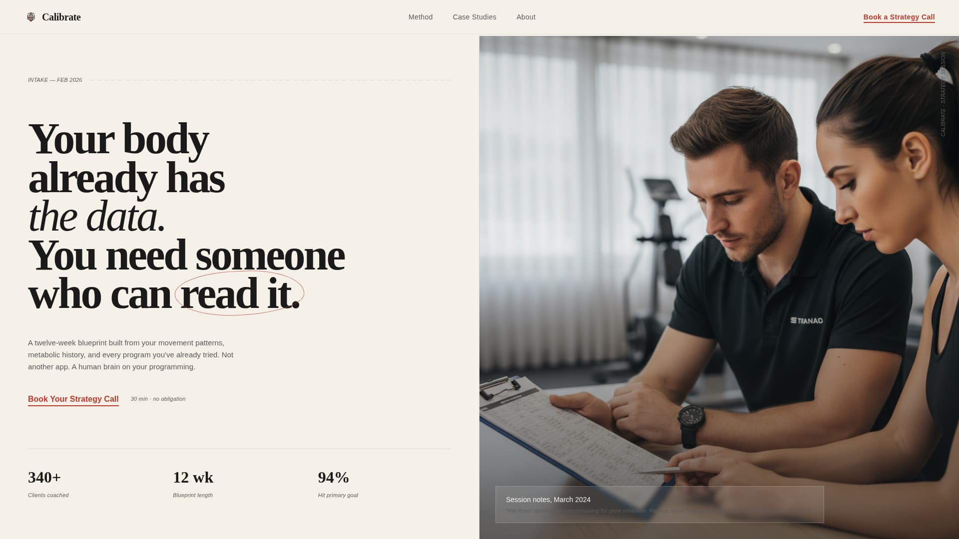 Fitness Consulting Specialist Booking Website Template