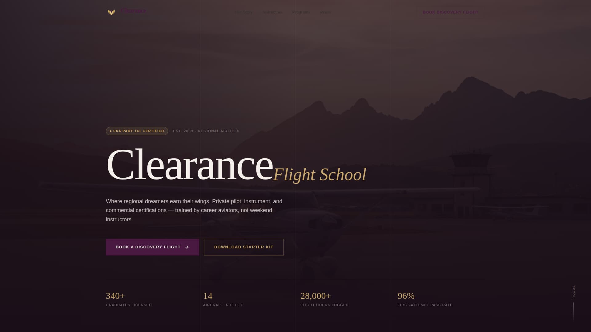 Flight School Marketing Reviews Website Template