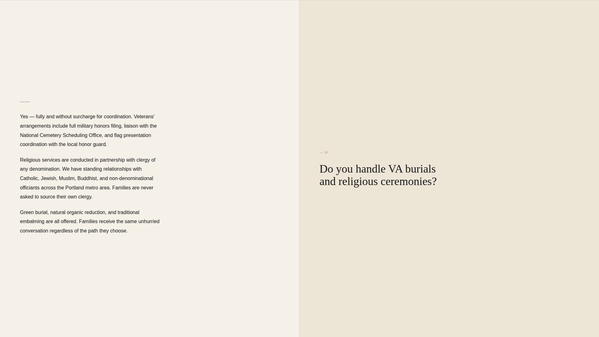 Funeral Director FAQ Website Template