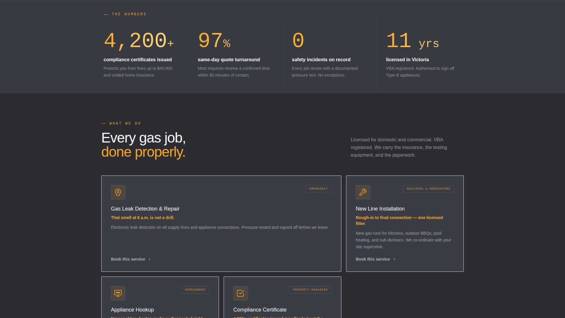 Gas Fitter Business Booking Website Template