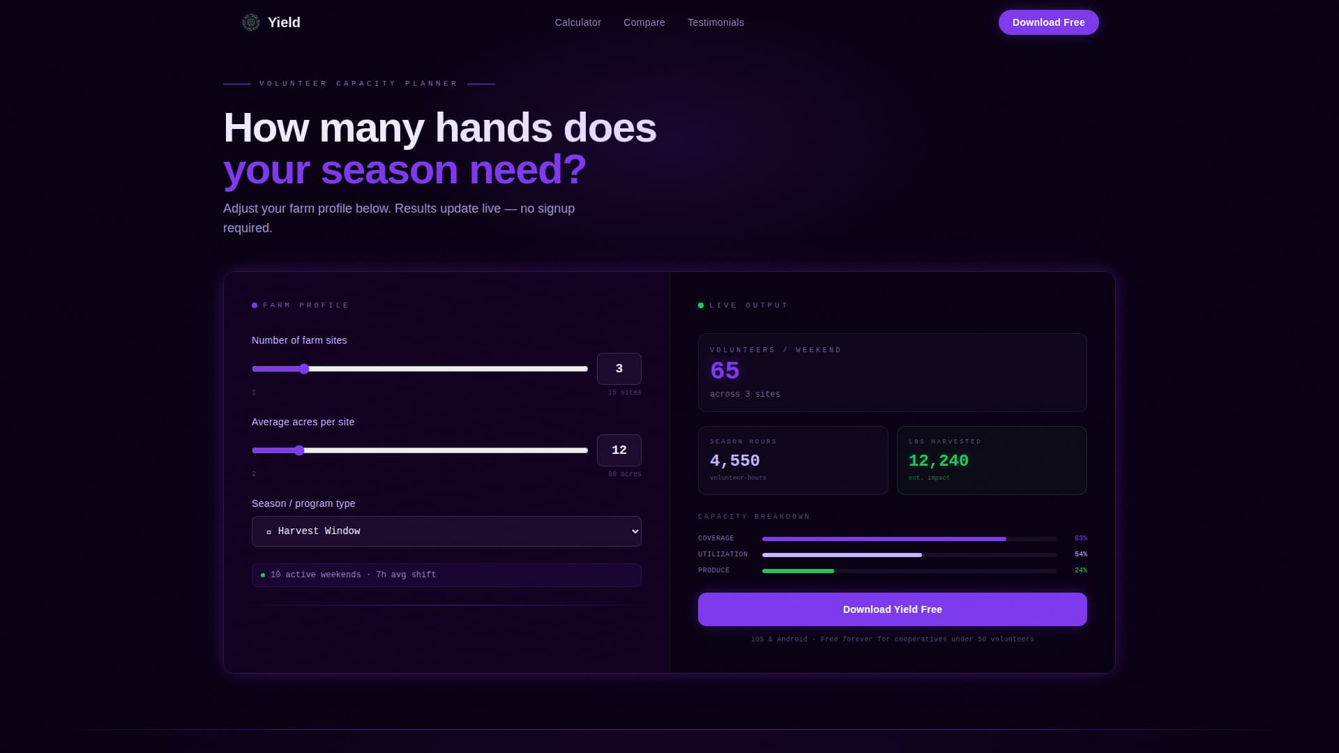 Yield - Powerful Agriculture Volunteer Landing Page Template