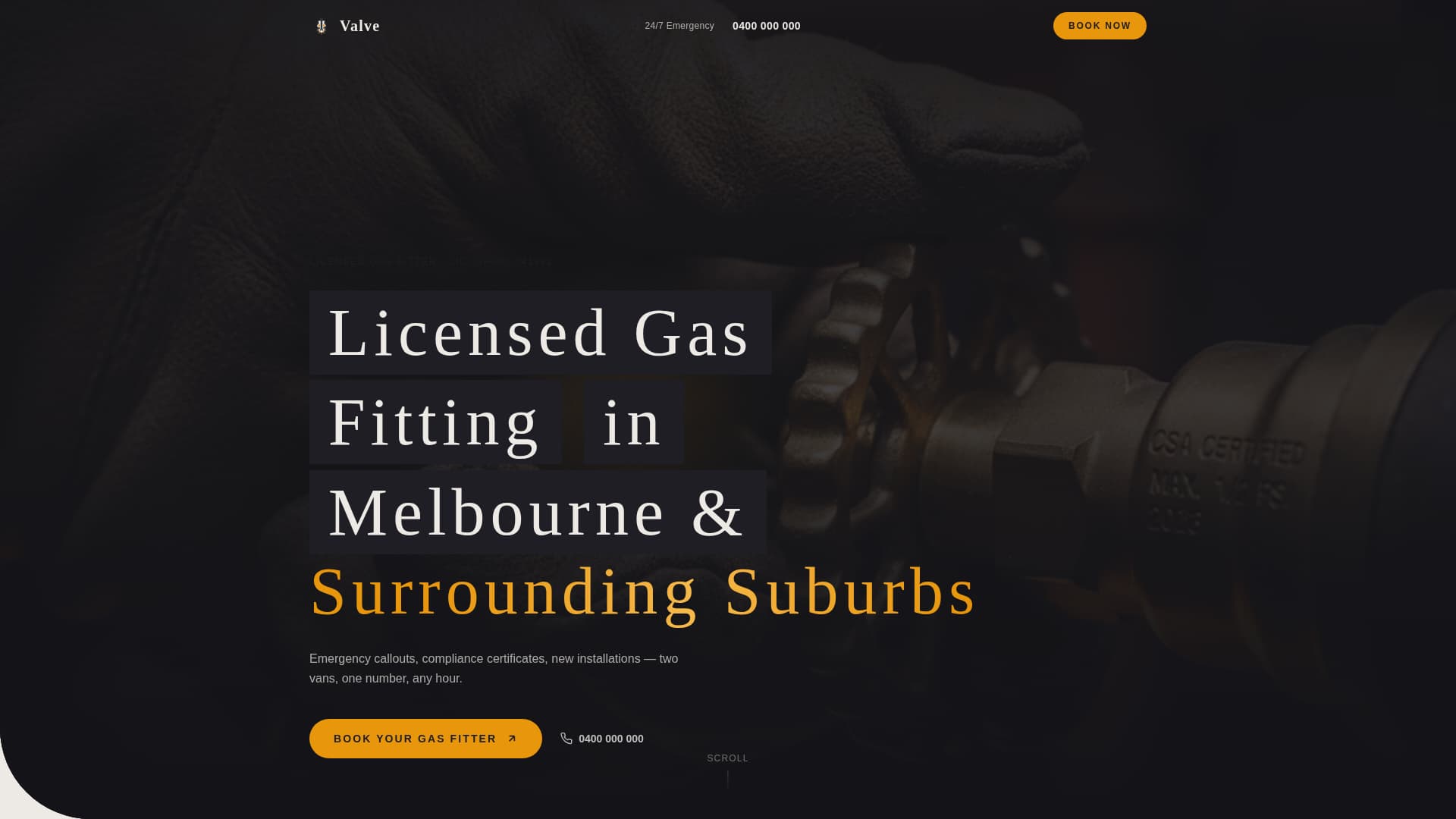 Gas Fitter Business Specialist Booking Website Template
