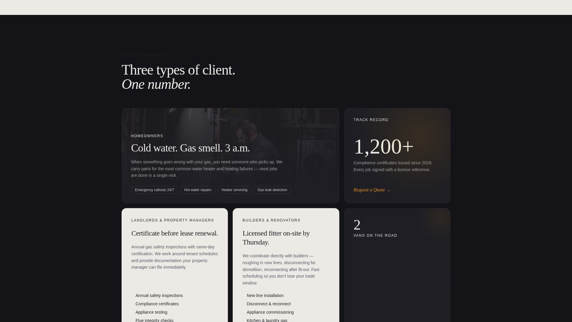 Gas Fitter Business Specialist Booking Website Template