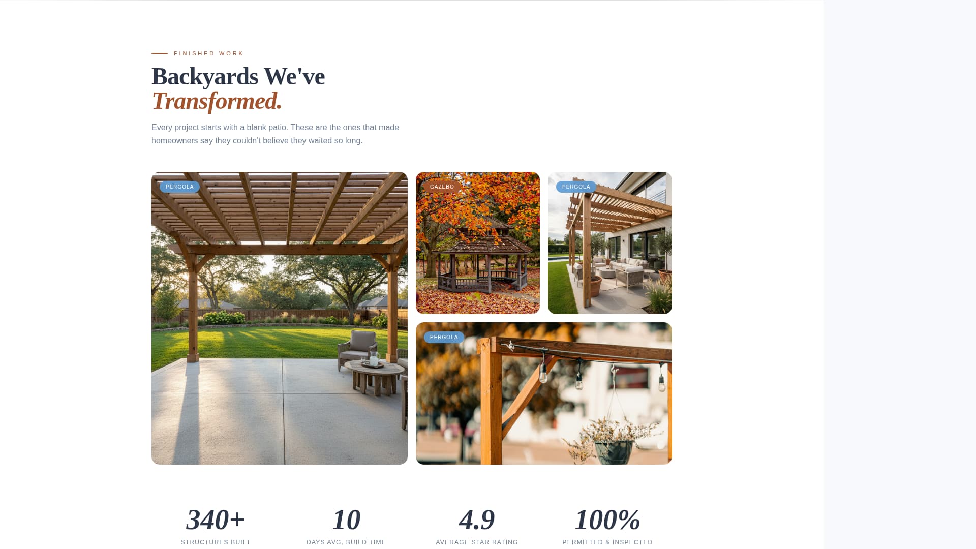 Gazebo & Pergola Builder Business Education Website Template
