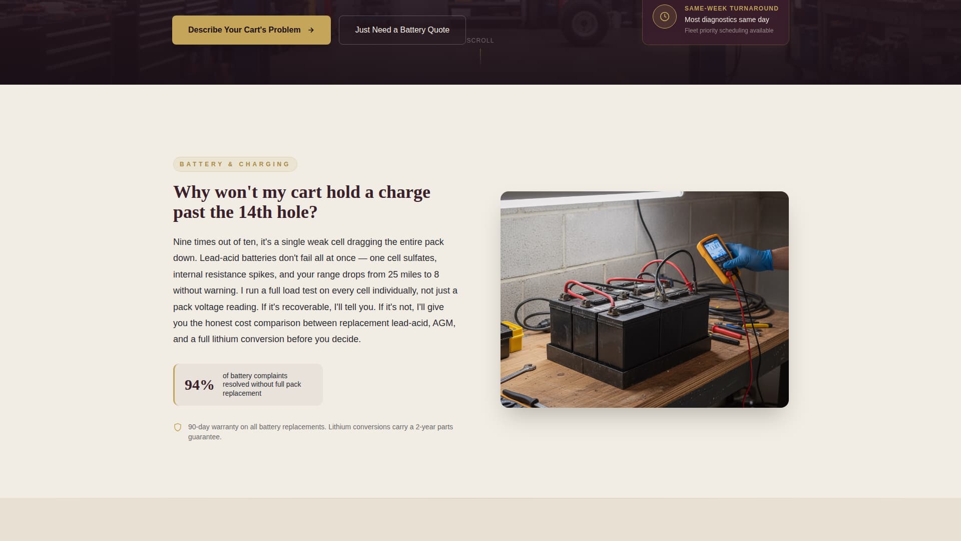 Golf Cart Mechanic Business FAQ Website Template