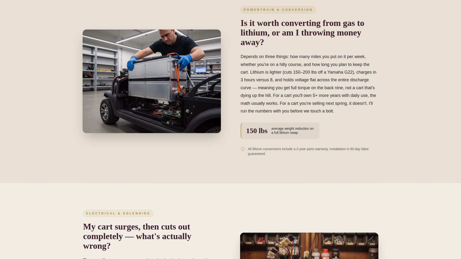 Golf Cart Mechanic Business FAQ Website Template
