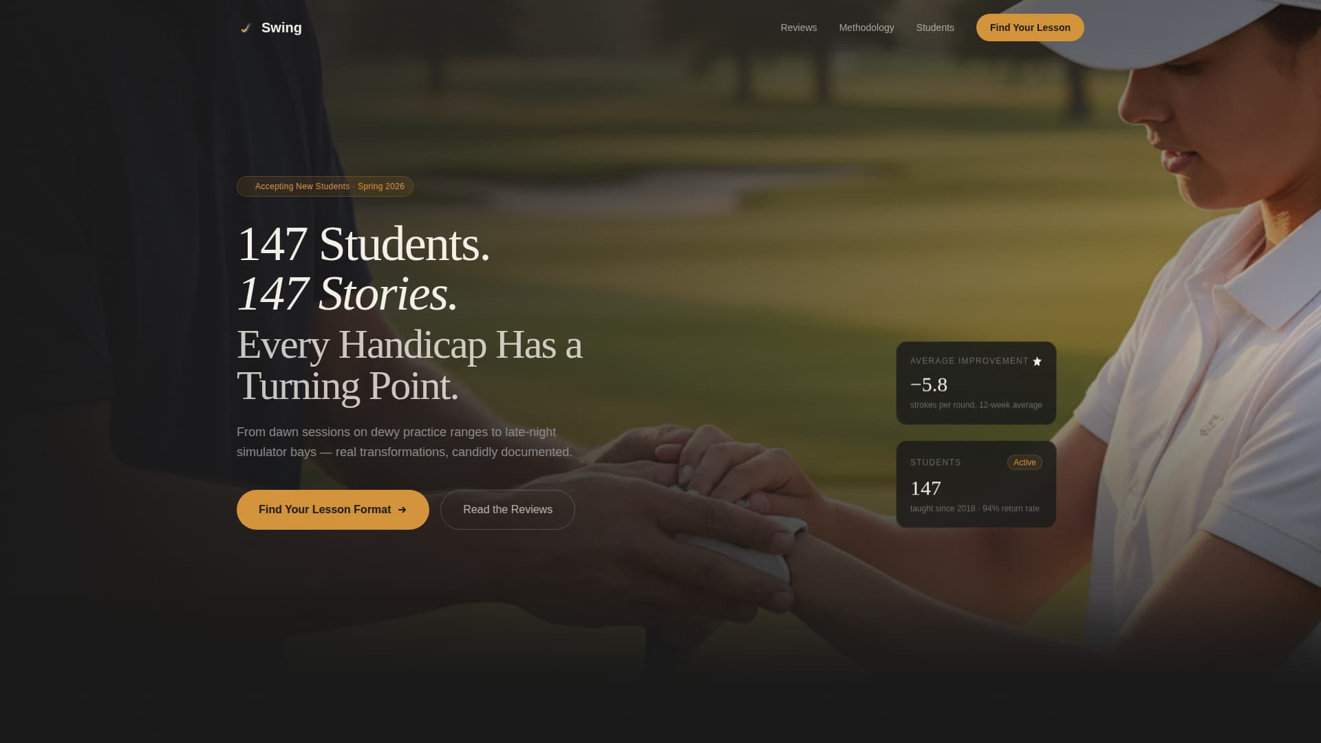 Swing - Elite Golfinstructor Landing Page Template
