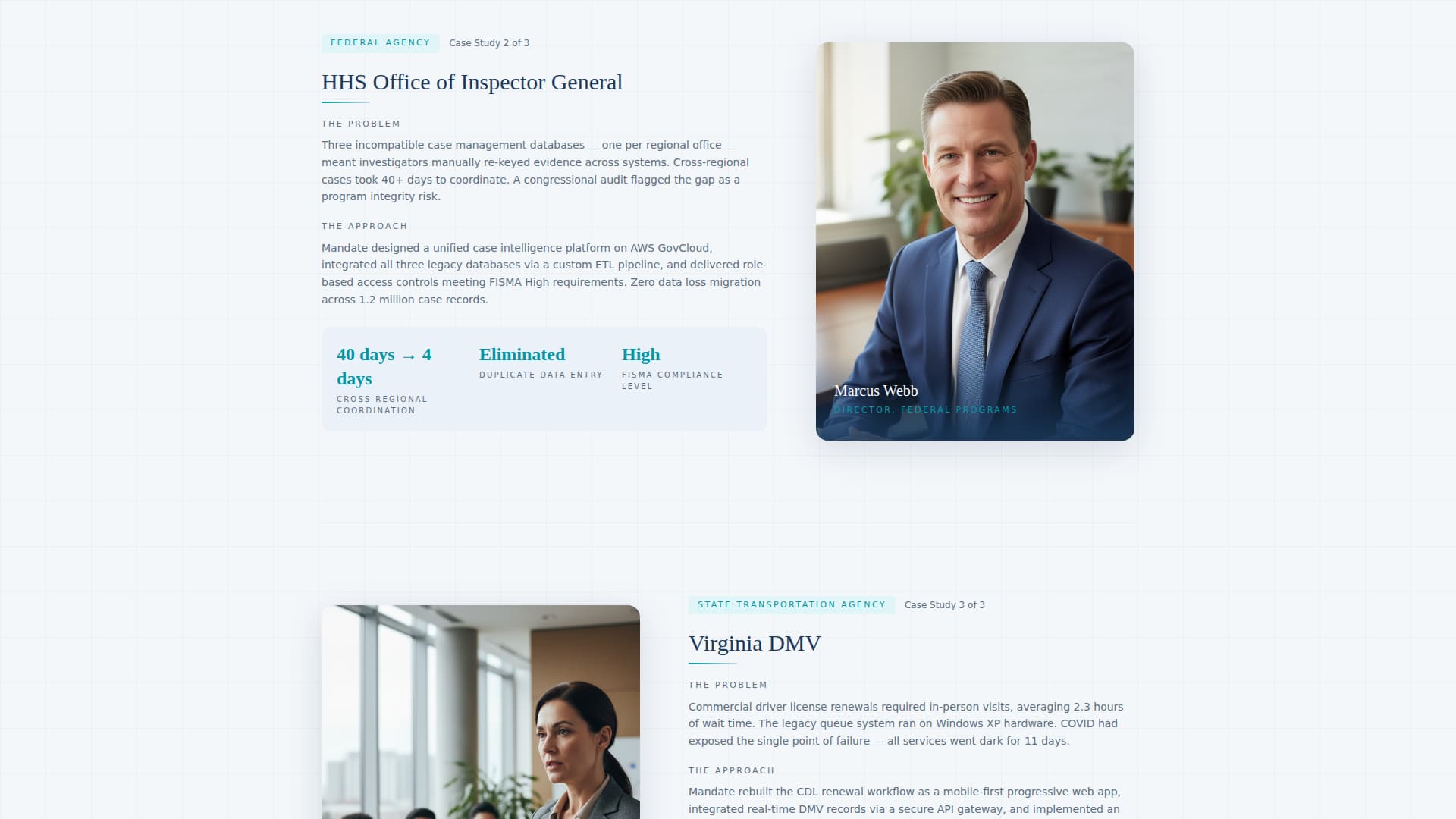 Mandate - Authoritative Governmentconsulting Landing Page Template
