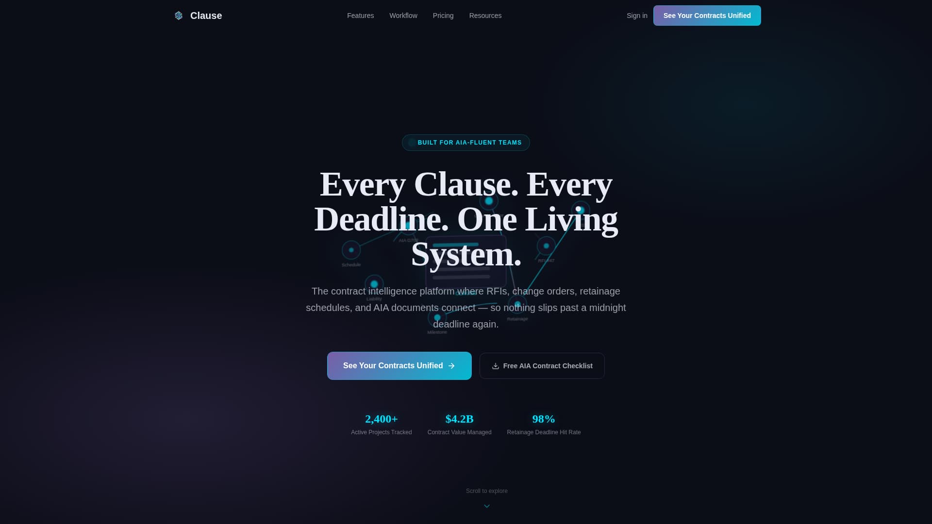 Clause - Intelligent Contract Management Landing Page Template