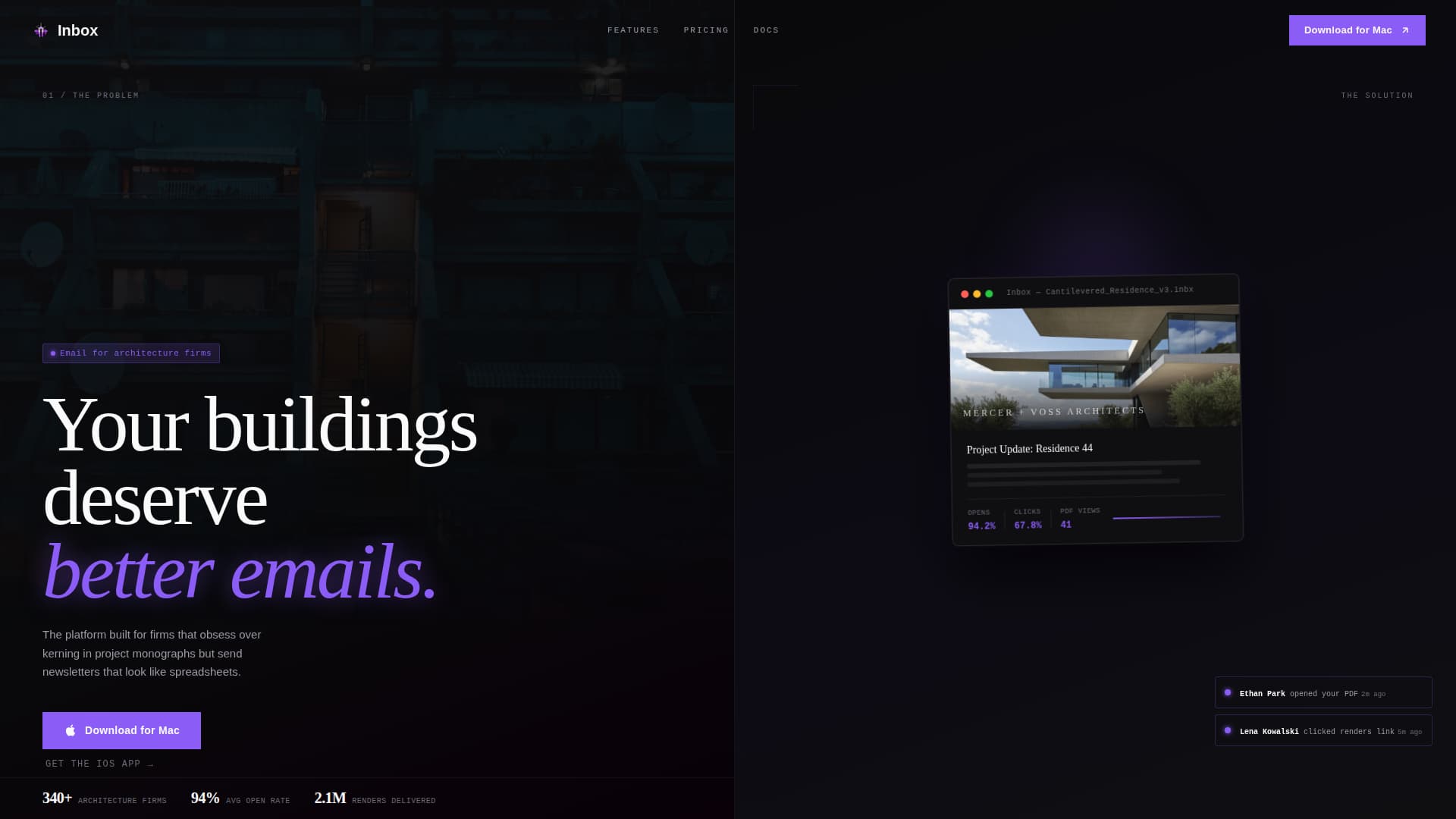 Inbox - Bold Architecture Landing Page Template