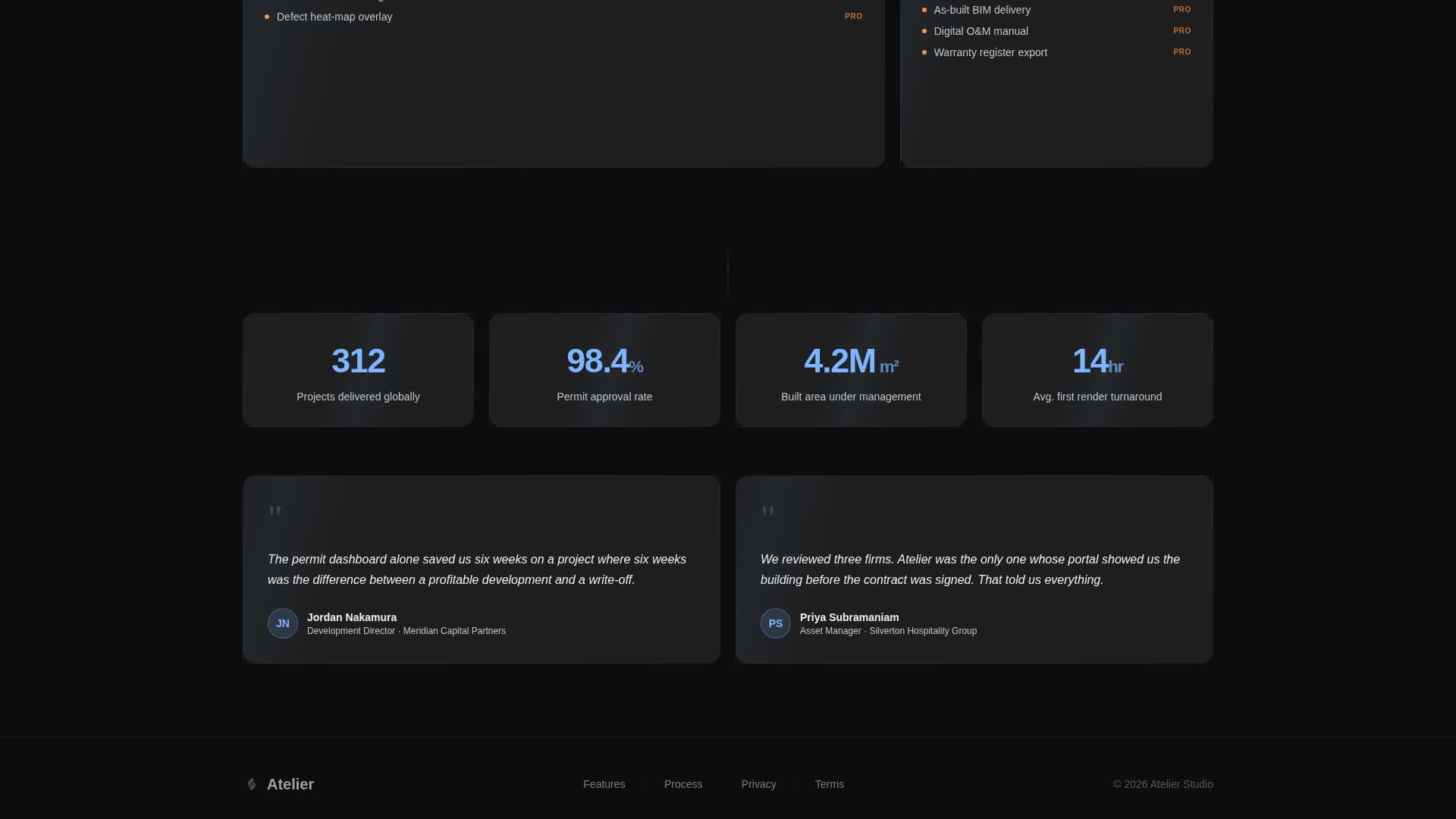 Atelier - Glassmorphic Architecture Landing Page Template