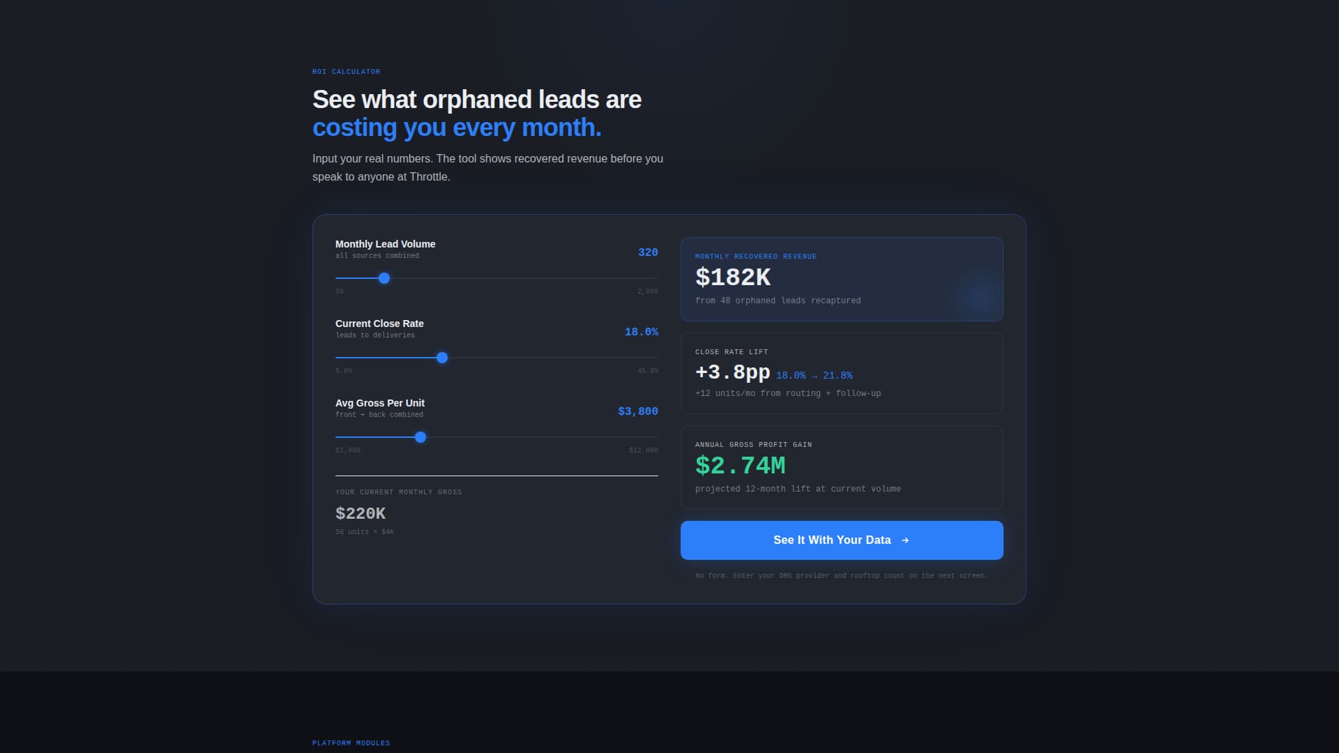 Throttle - Precision Dealer Landing Page Template