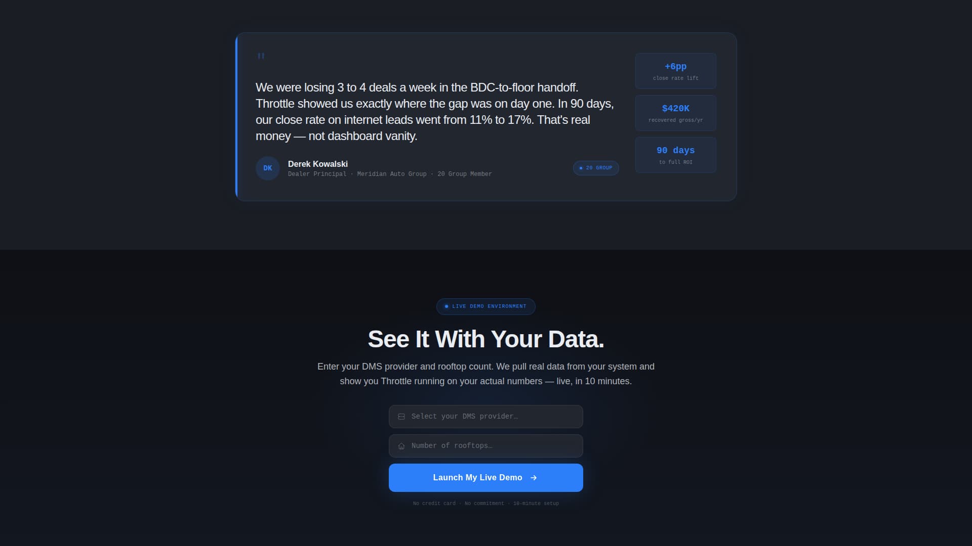 Throttle - Precision Dealer Landing Page Template