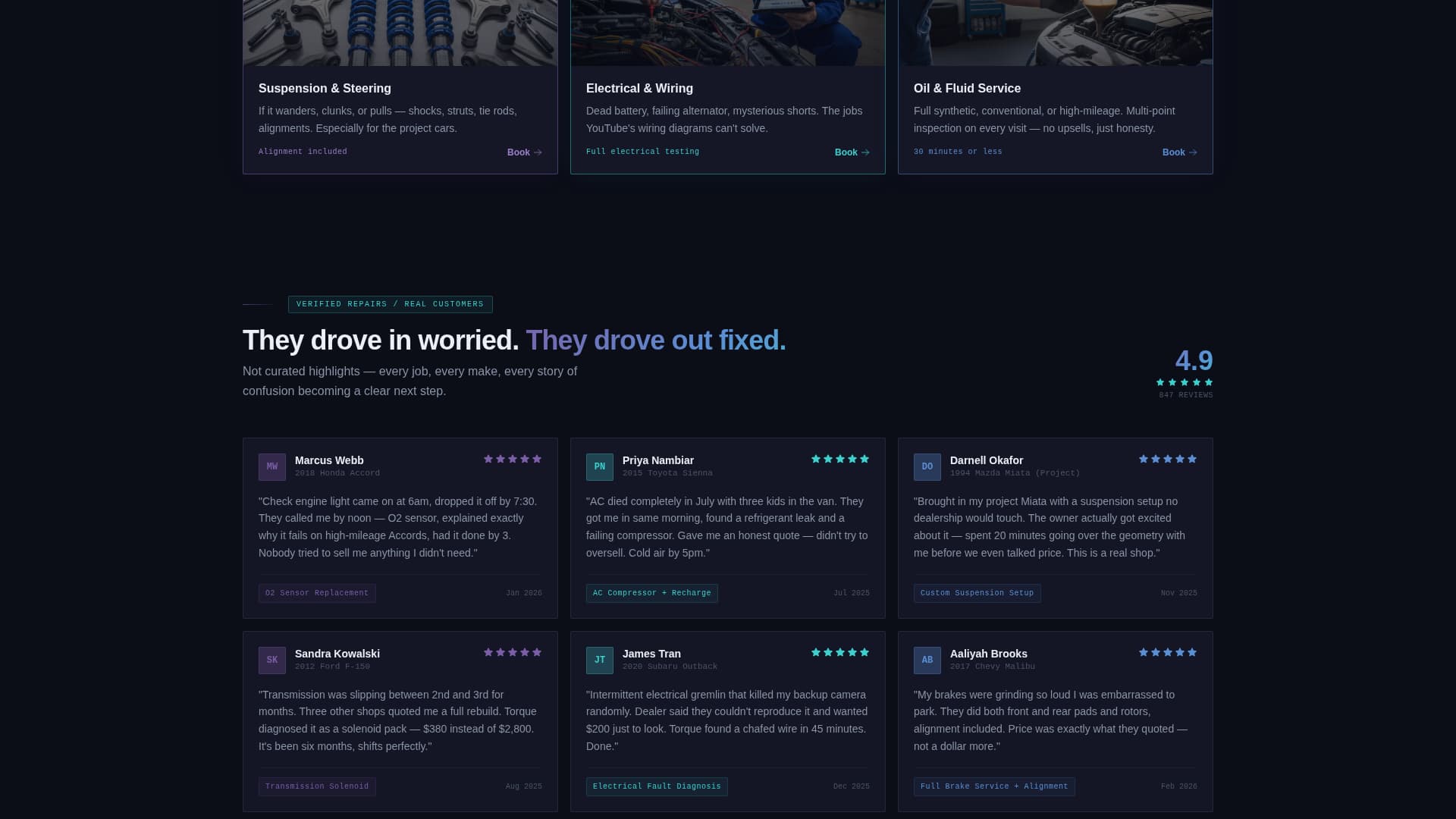 Torque - Diagnostic Autorepair Landing Page Template