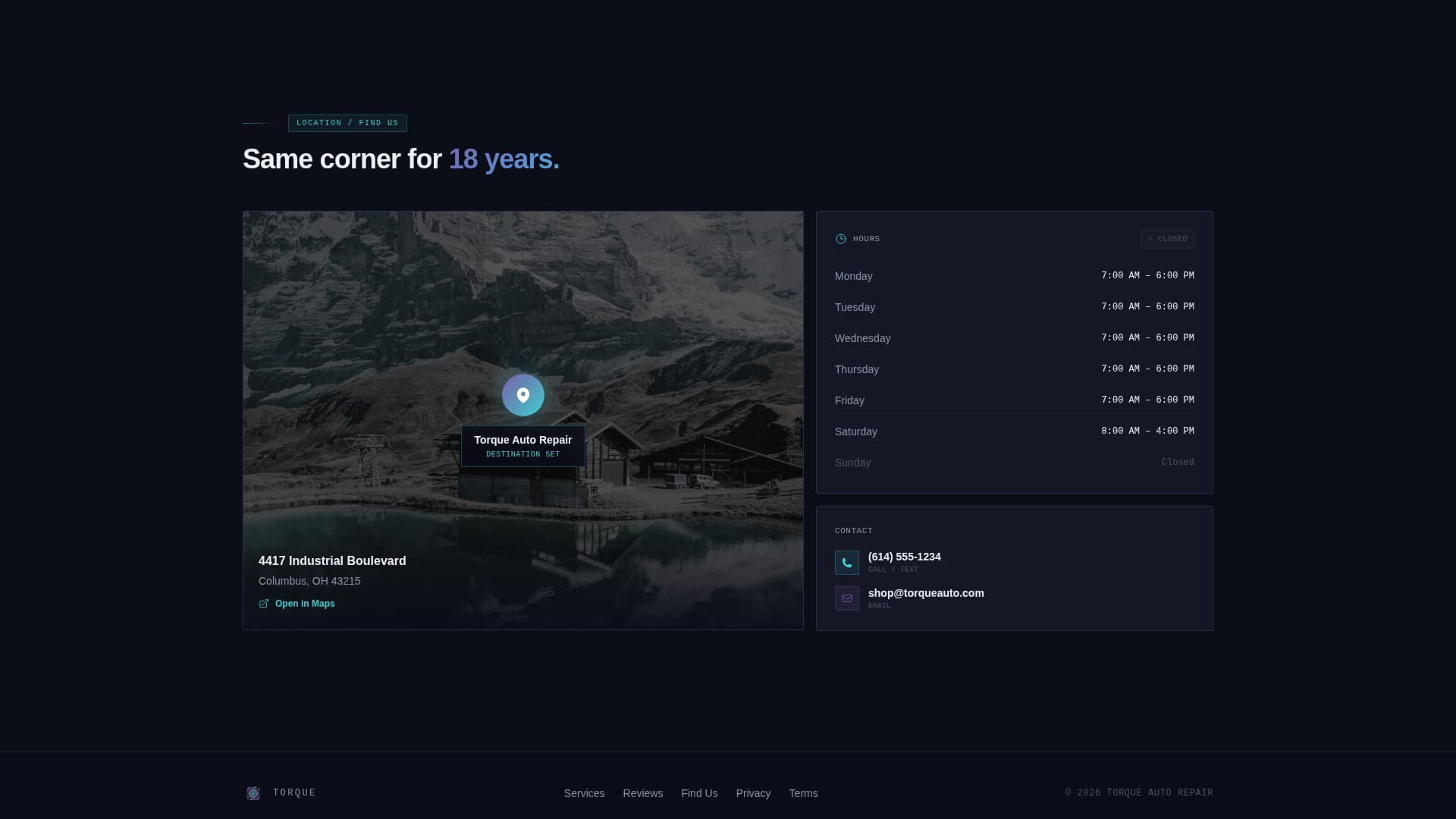 Torque - Diagnostic Autorepair Landing Page Template