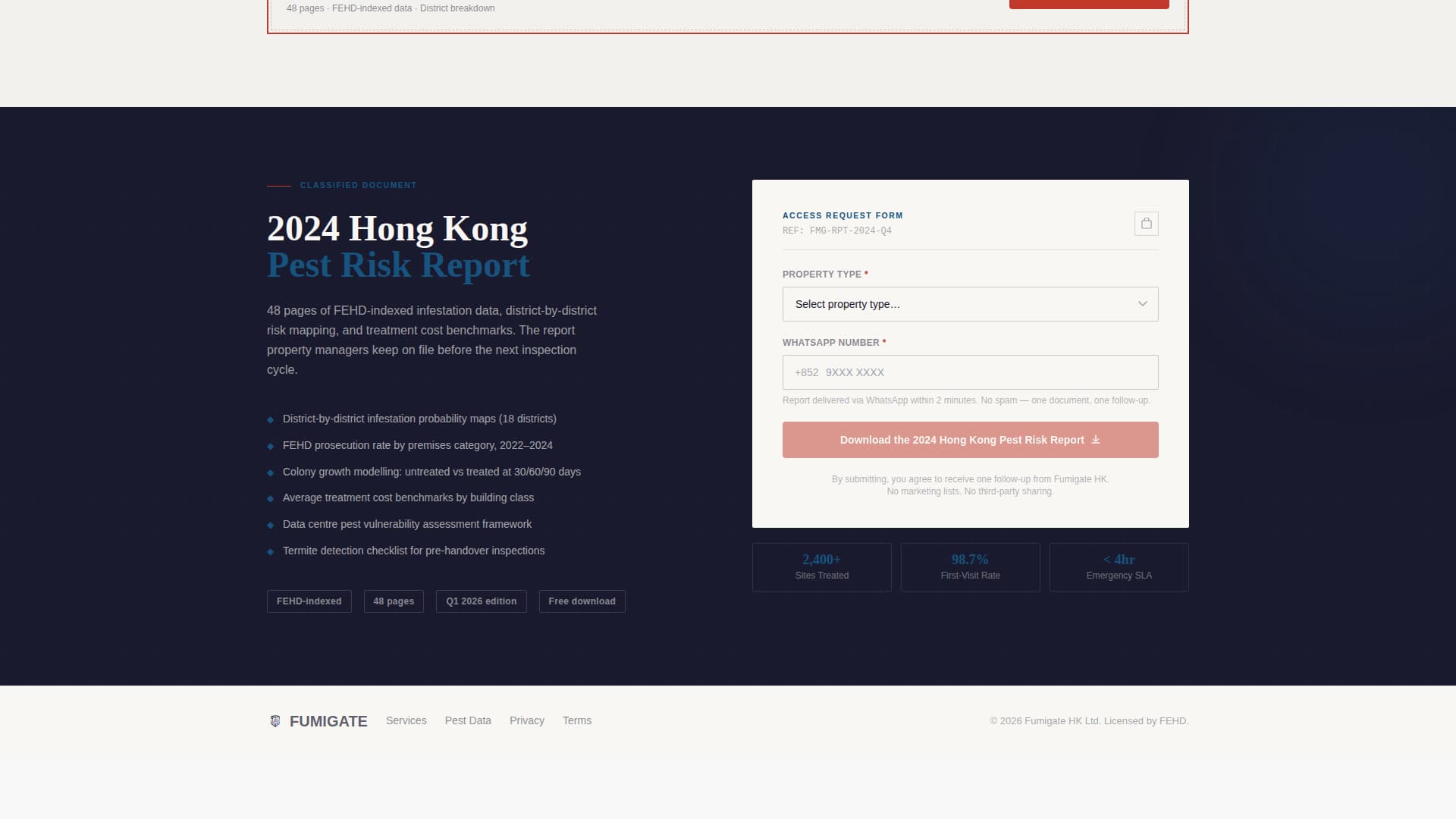 Fumigate - Precision Pestcontrol Landing Page Template