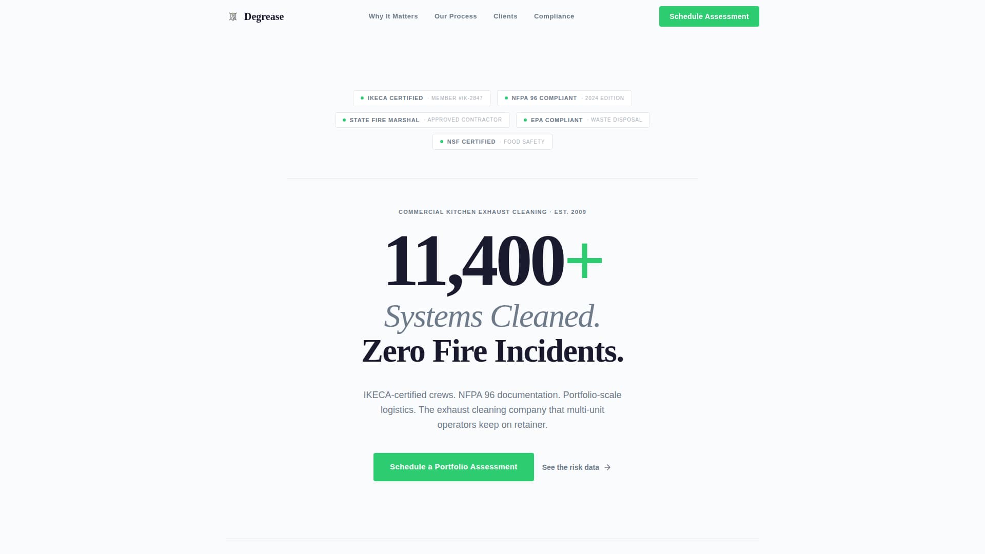Degrease - Certified Exhaustcleaning Landing Page Template