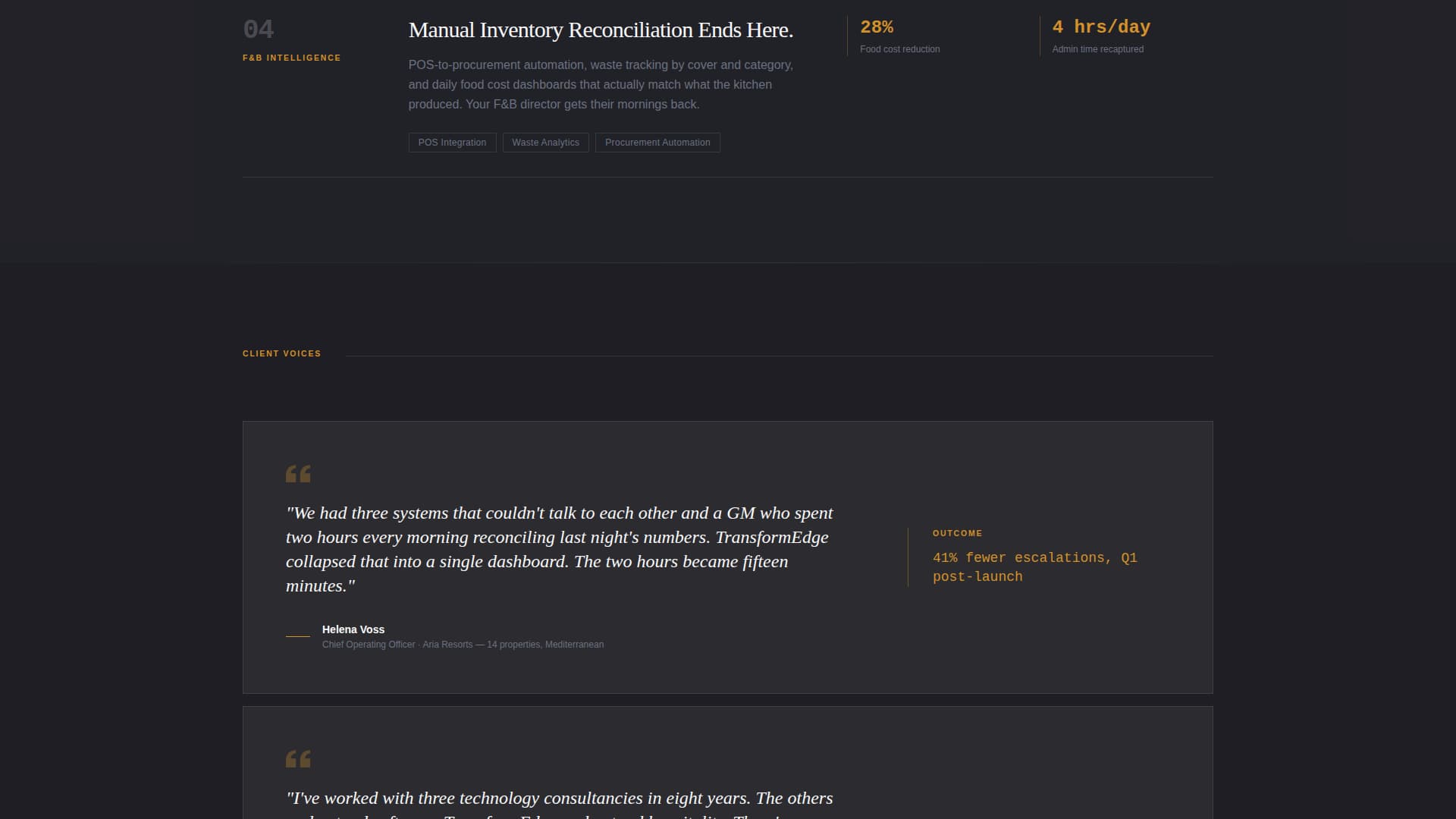 Transformedge - Precision Hospitality Landing Page Template