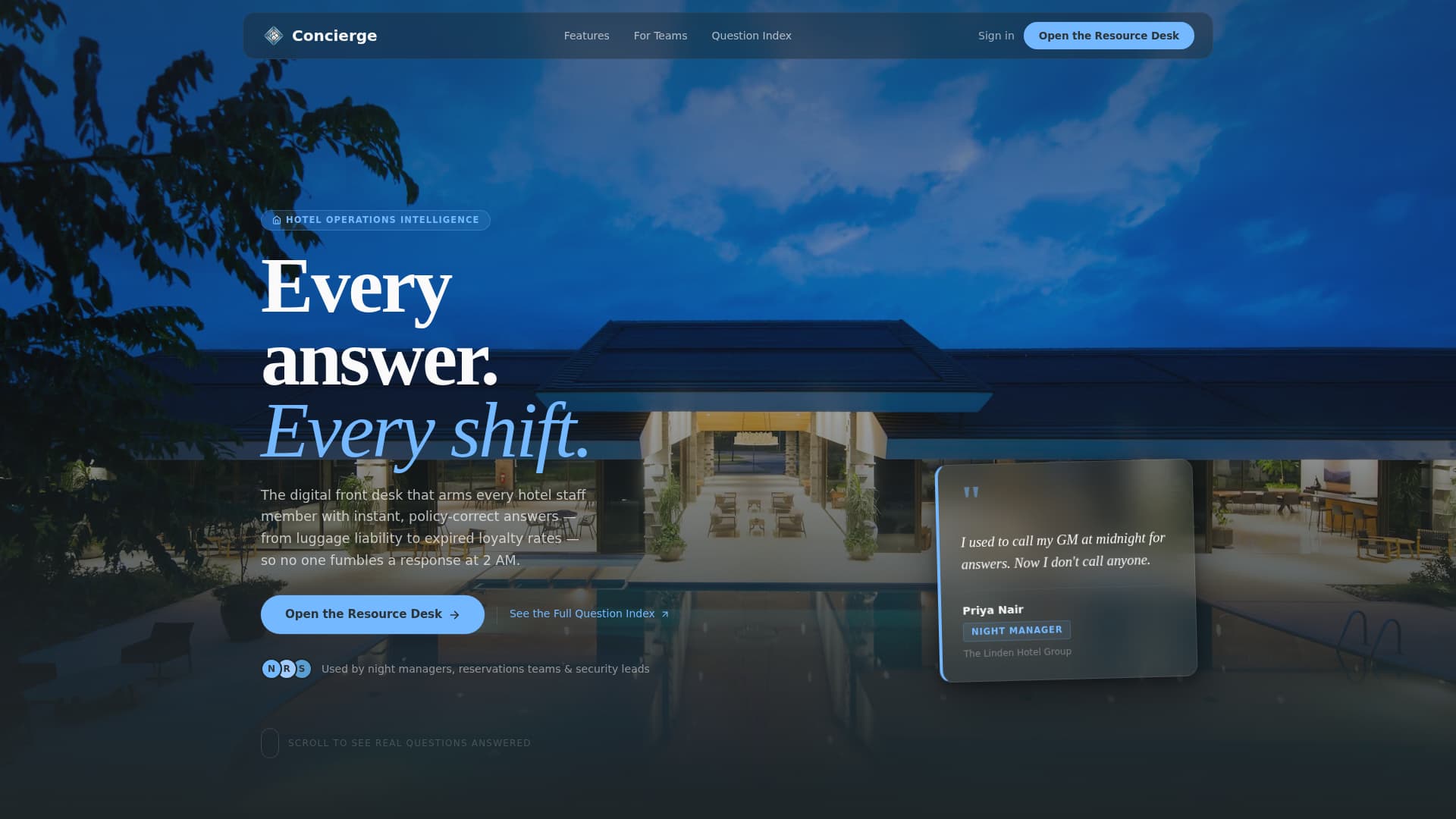 Concierge - Instant Hospitality Landing Page Template