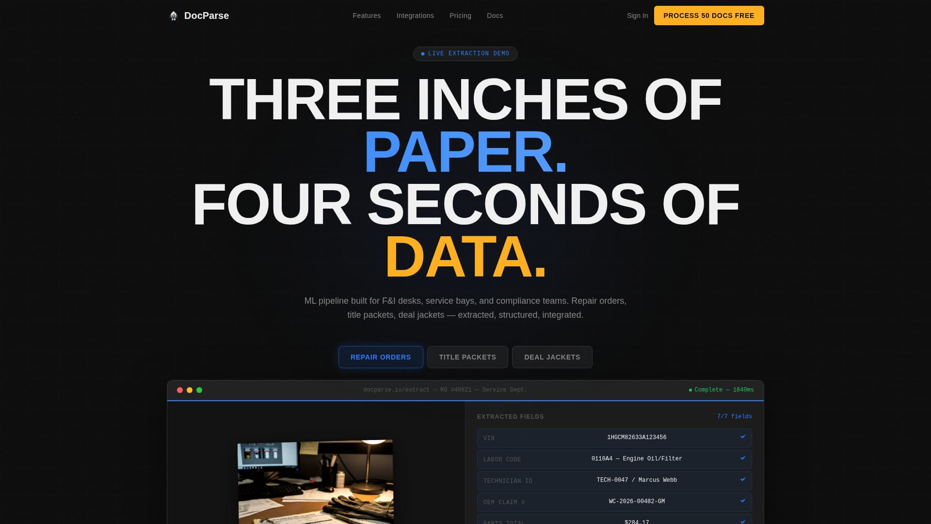 Docparse - Powerful Automotive AI Landing Page Template