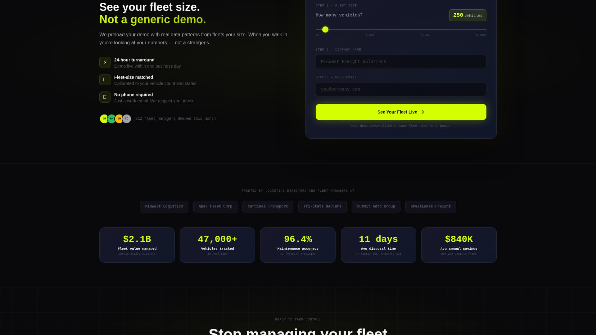 Fleet - Powerful Automotive Asset Management Landing Page Template