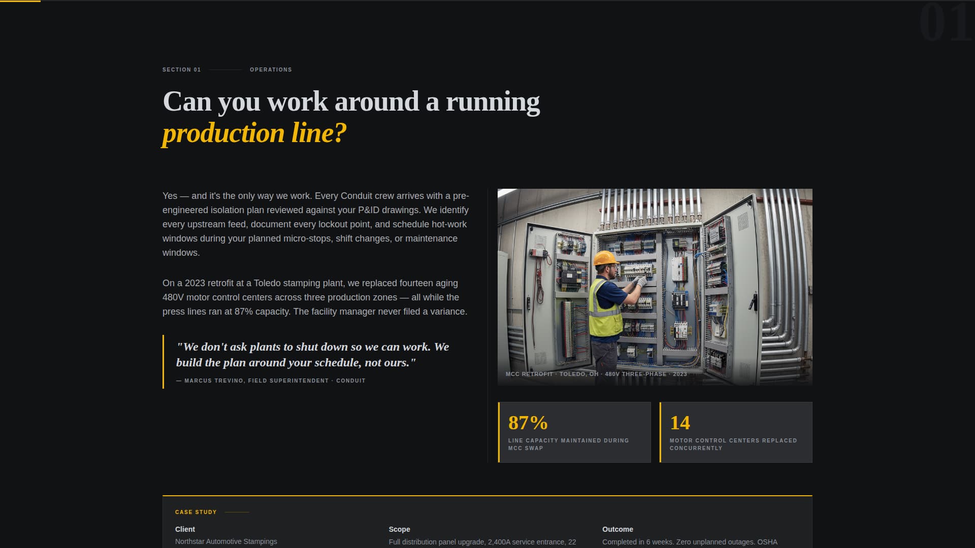 Conduit — Reliable Licensed Electrician Landing Page Template