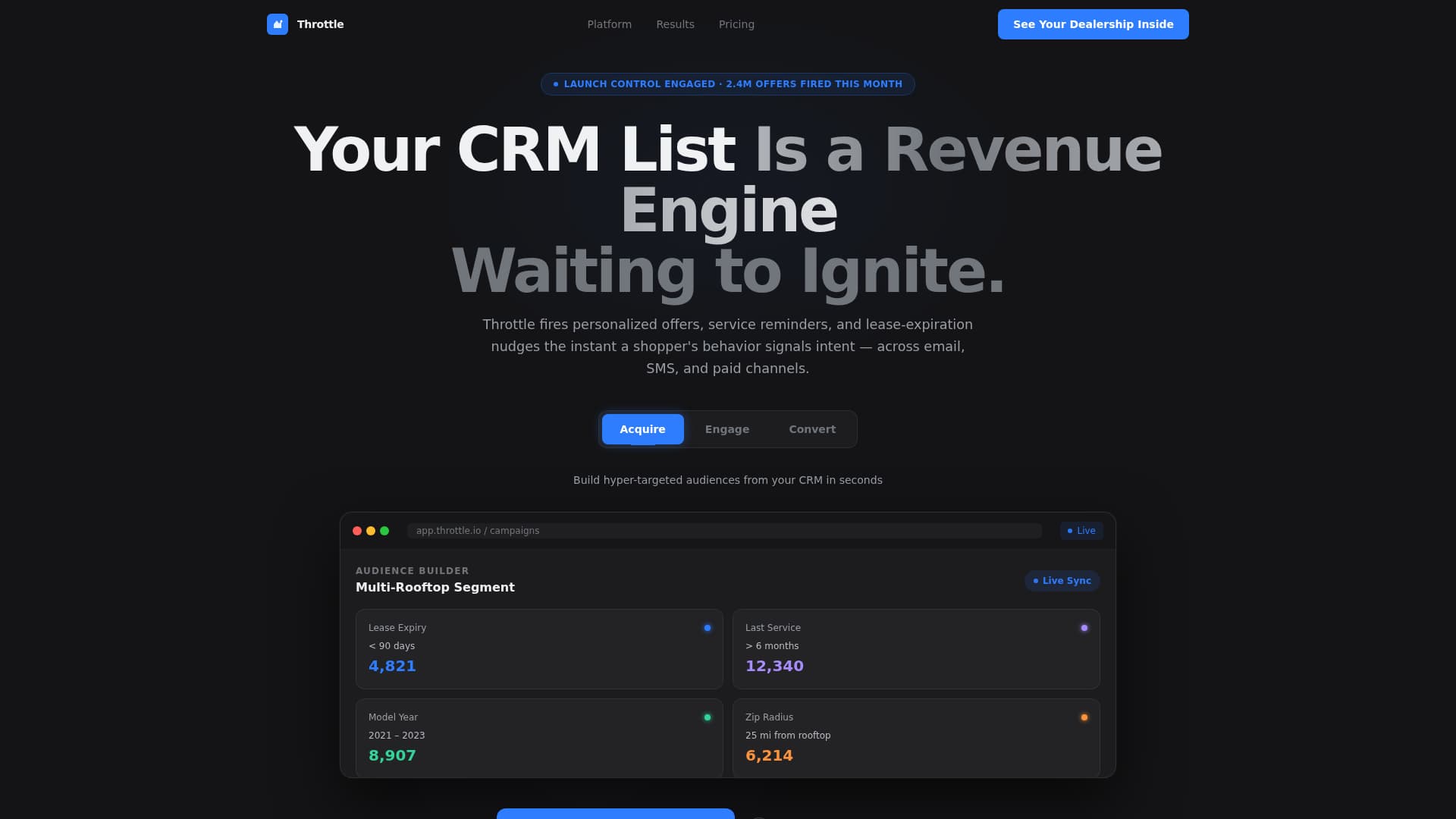 Throttle - High Performance Automotive Landing Page Template