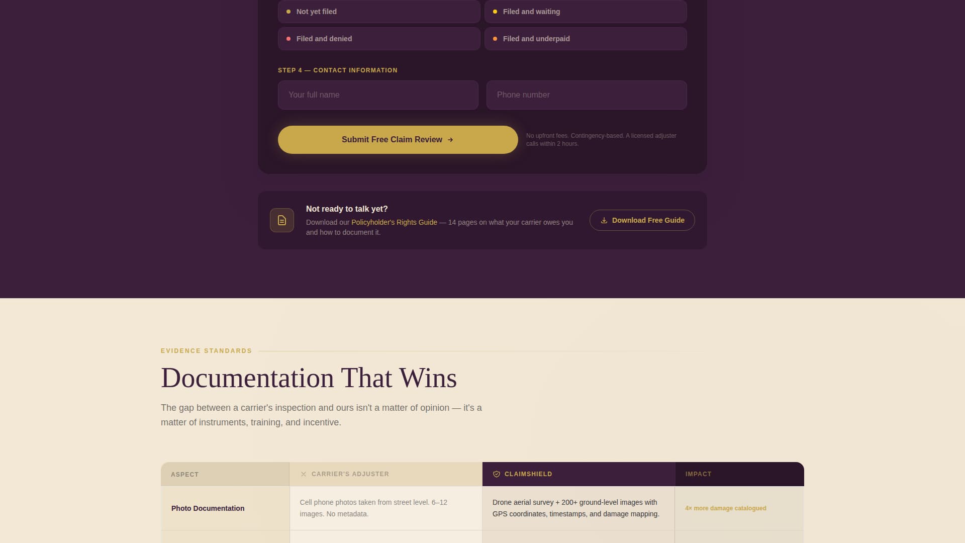 Claimshield - Authoritative Insuranceadjuster Landing Page Template