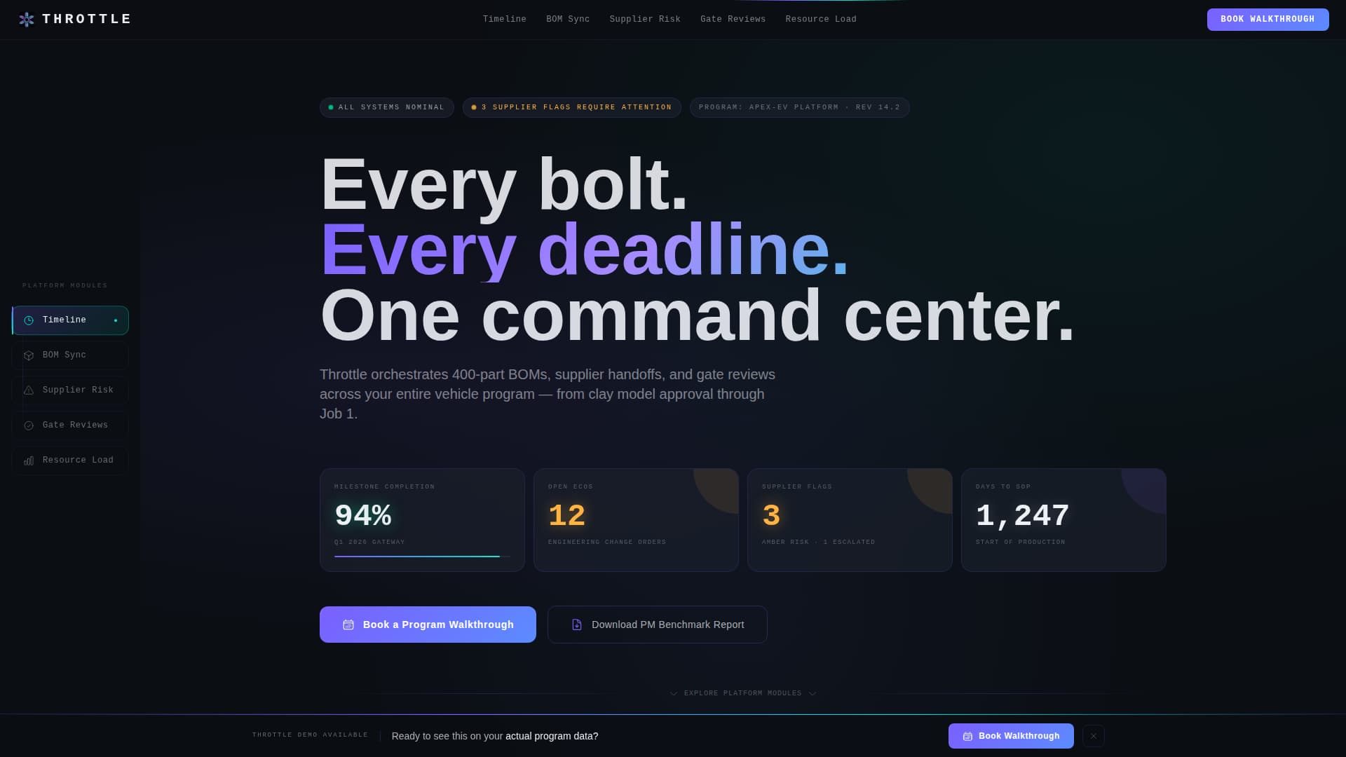 Throttle - Precision Automotive Landing Page Template