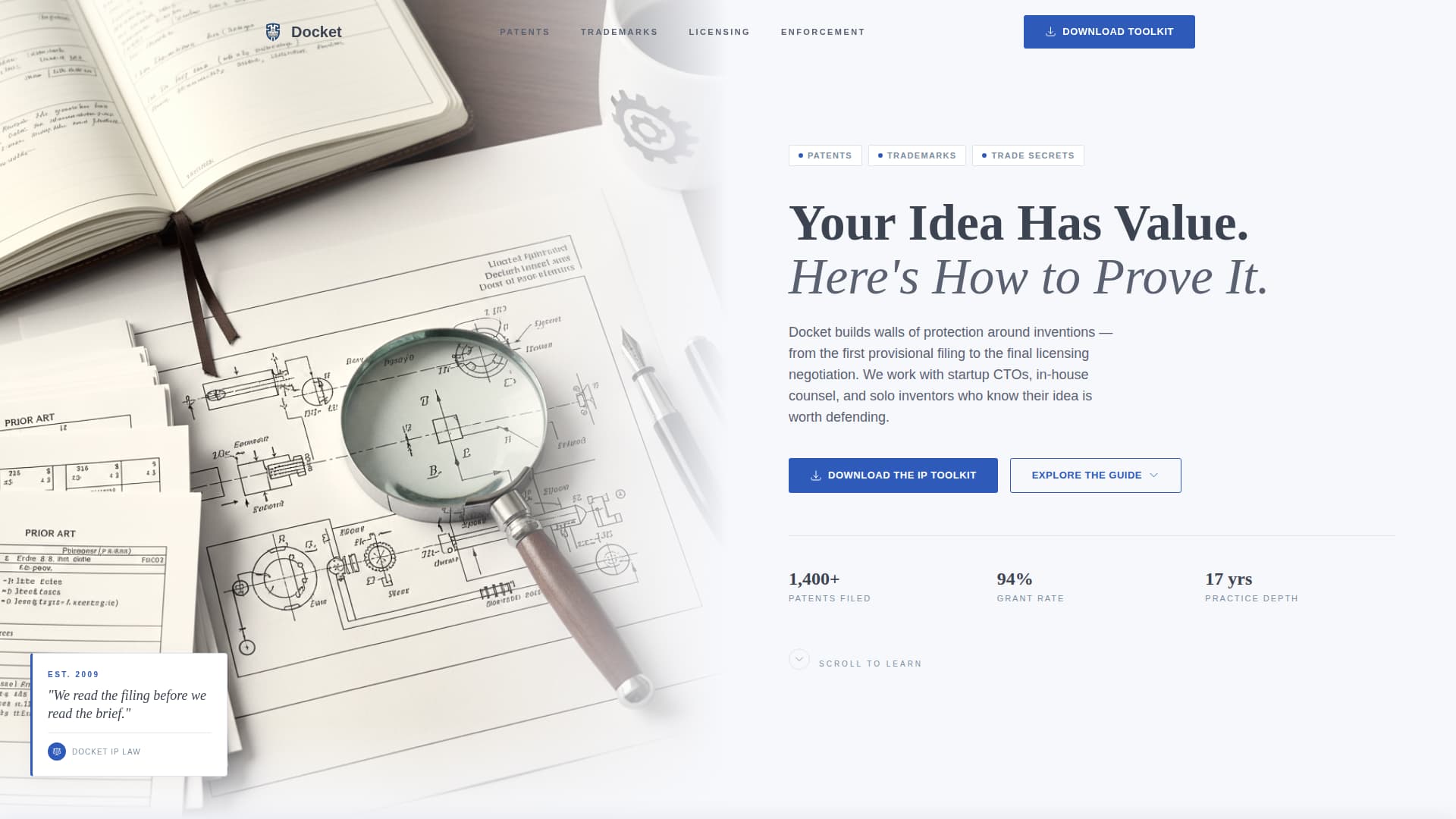 Docket - Authoritative Intellectualproperty Landing Page Template