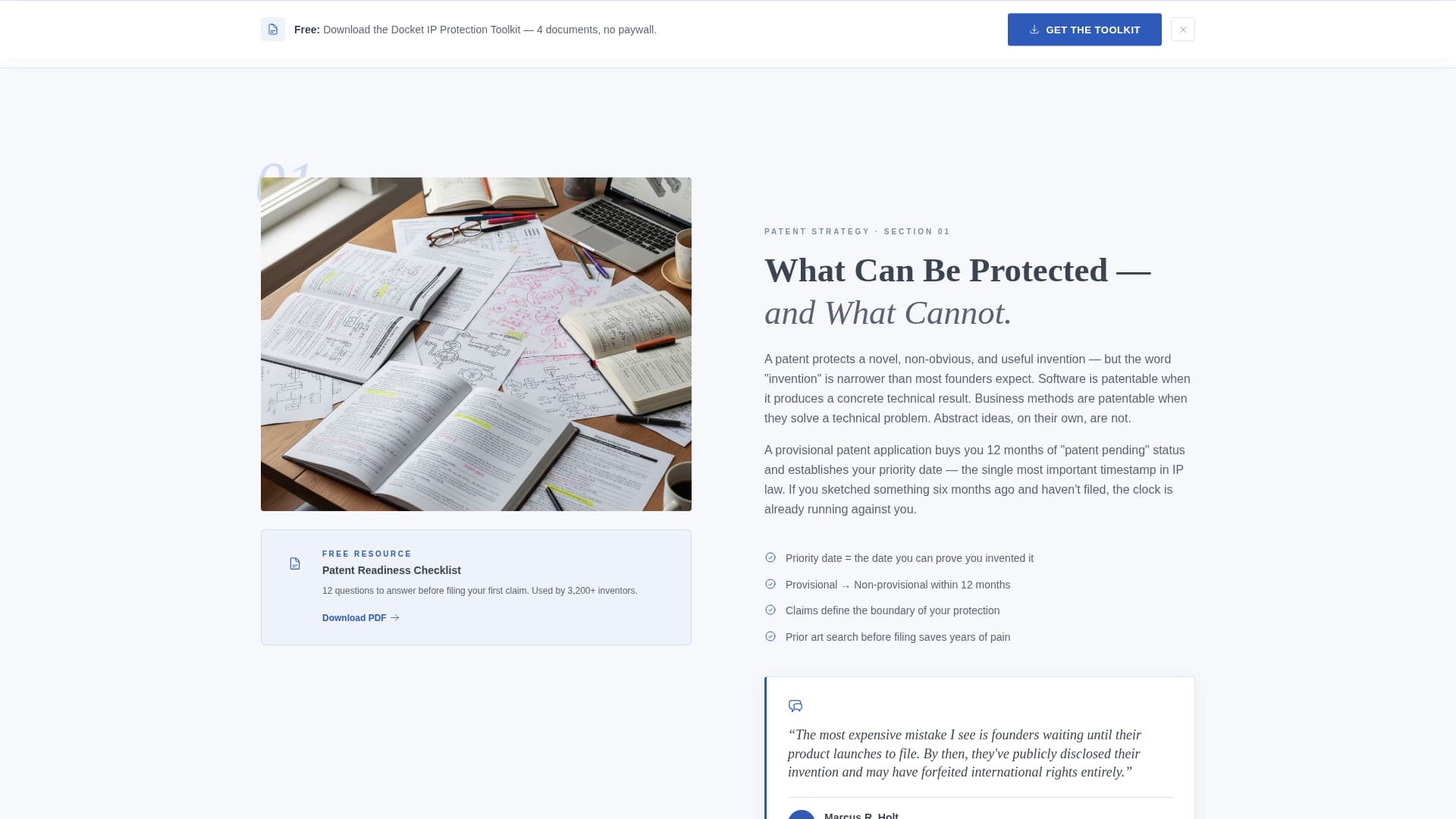 Docket - Authoritative Intellectualproperty Landing Page Template