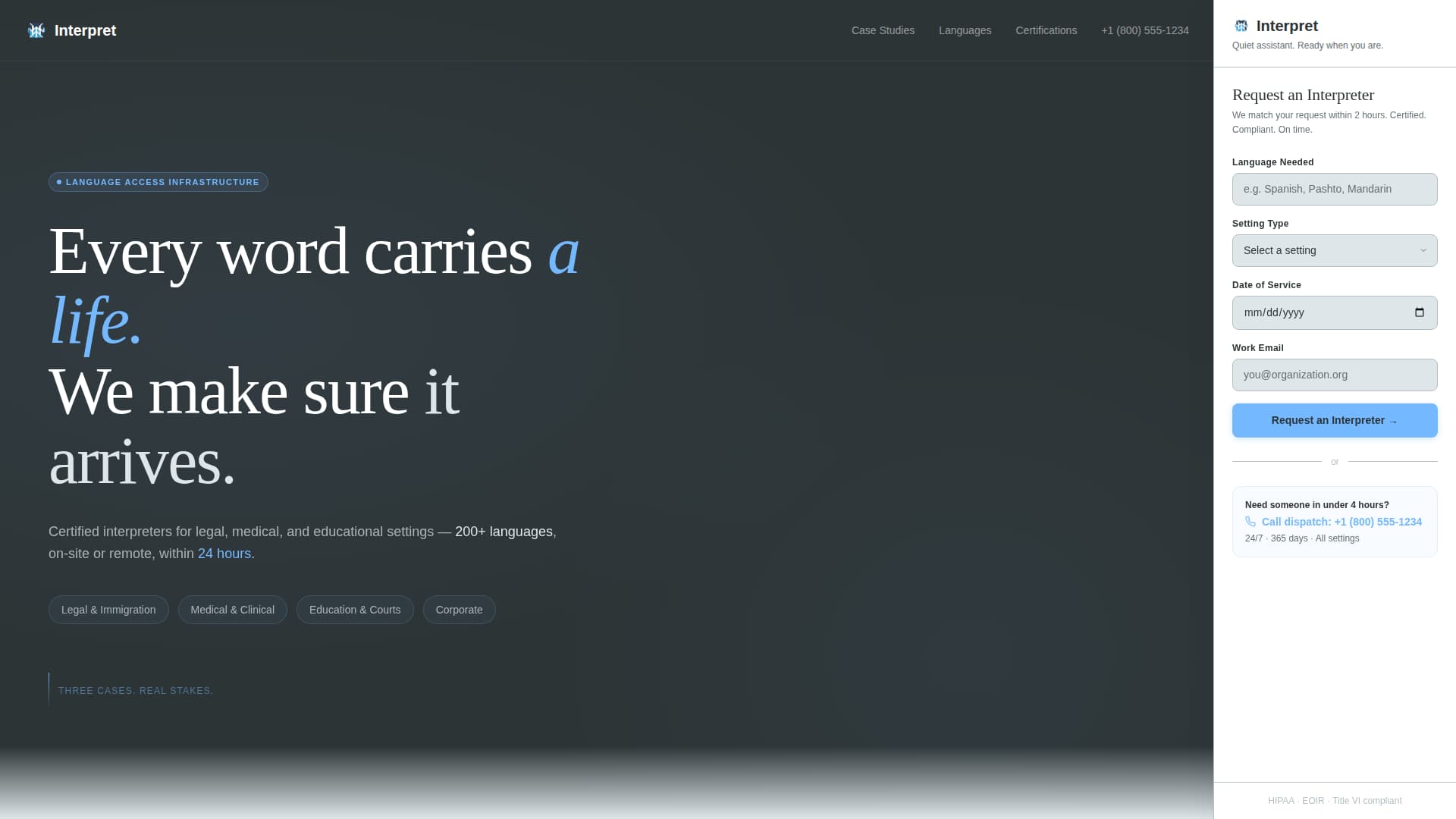 Interpret - Certified Interpretation Landing Page Template