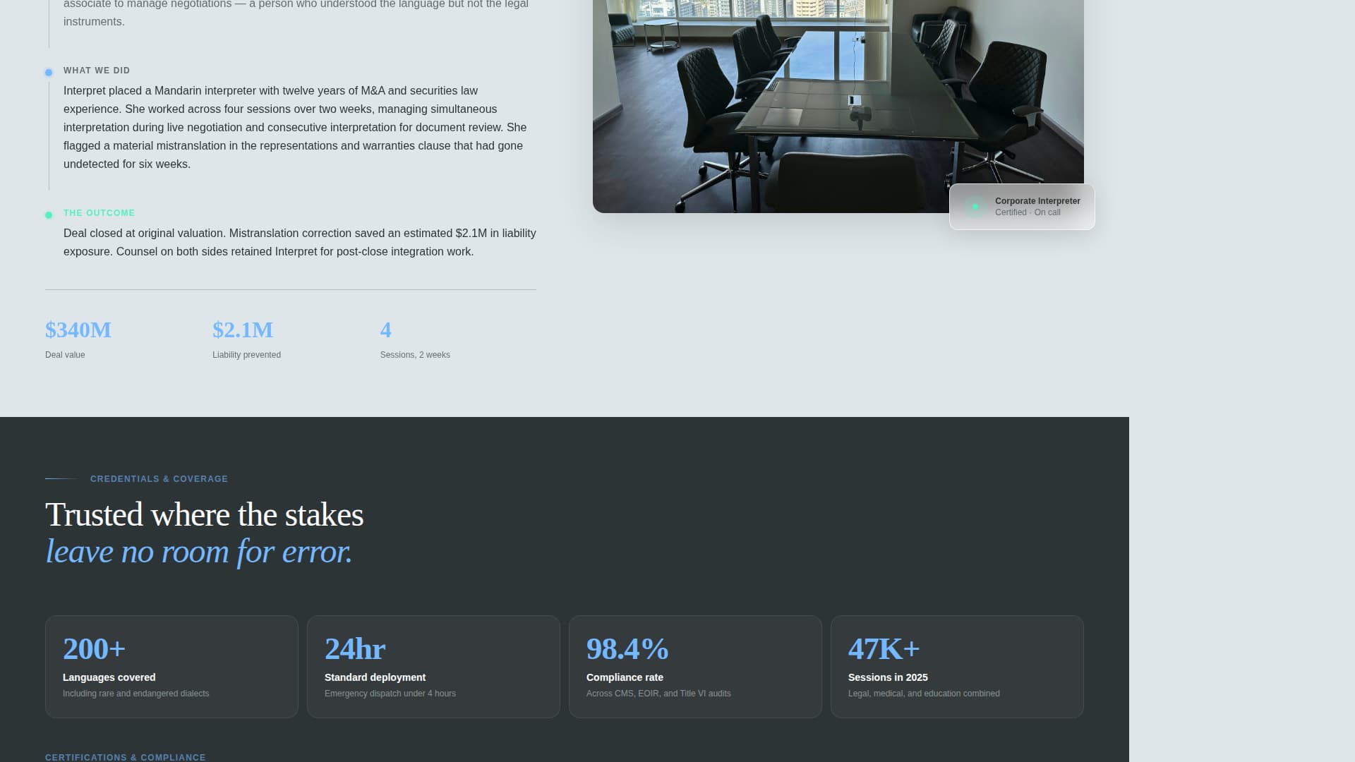 Interpret - Certified Interpretation Landing Page Template