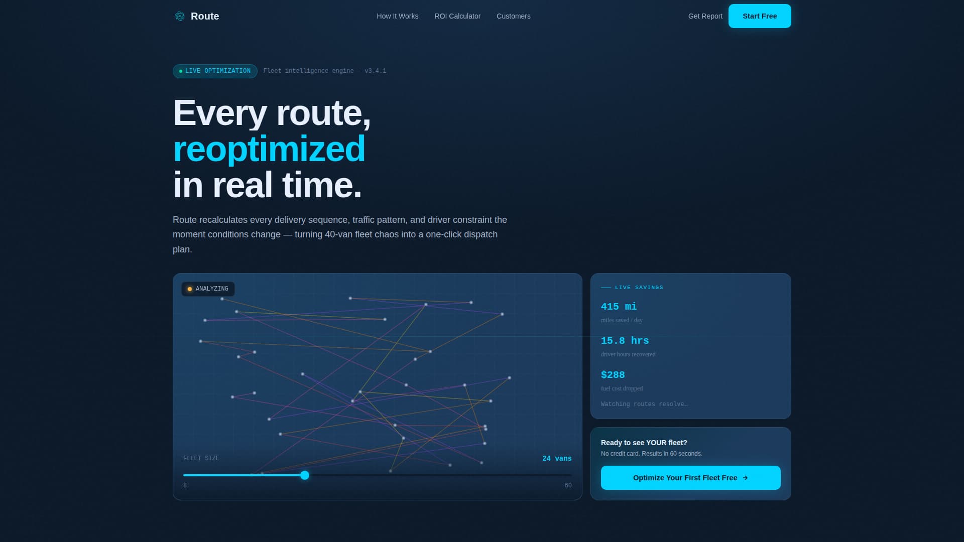Route - Powerful Fleet Optimization Landing Page Template