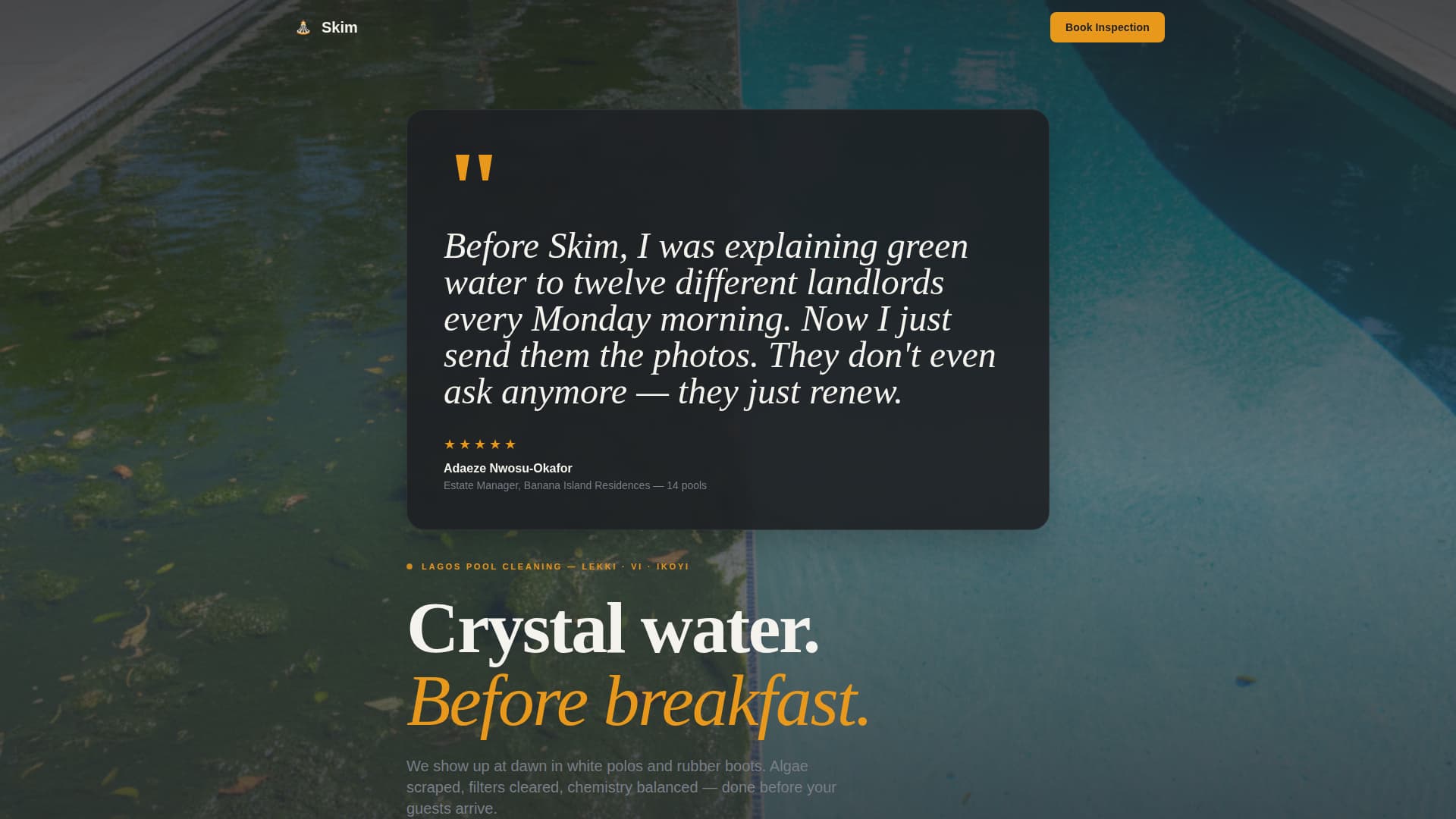 Skim - Trusted Poolcleaning Landing Page Template
