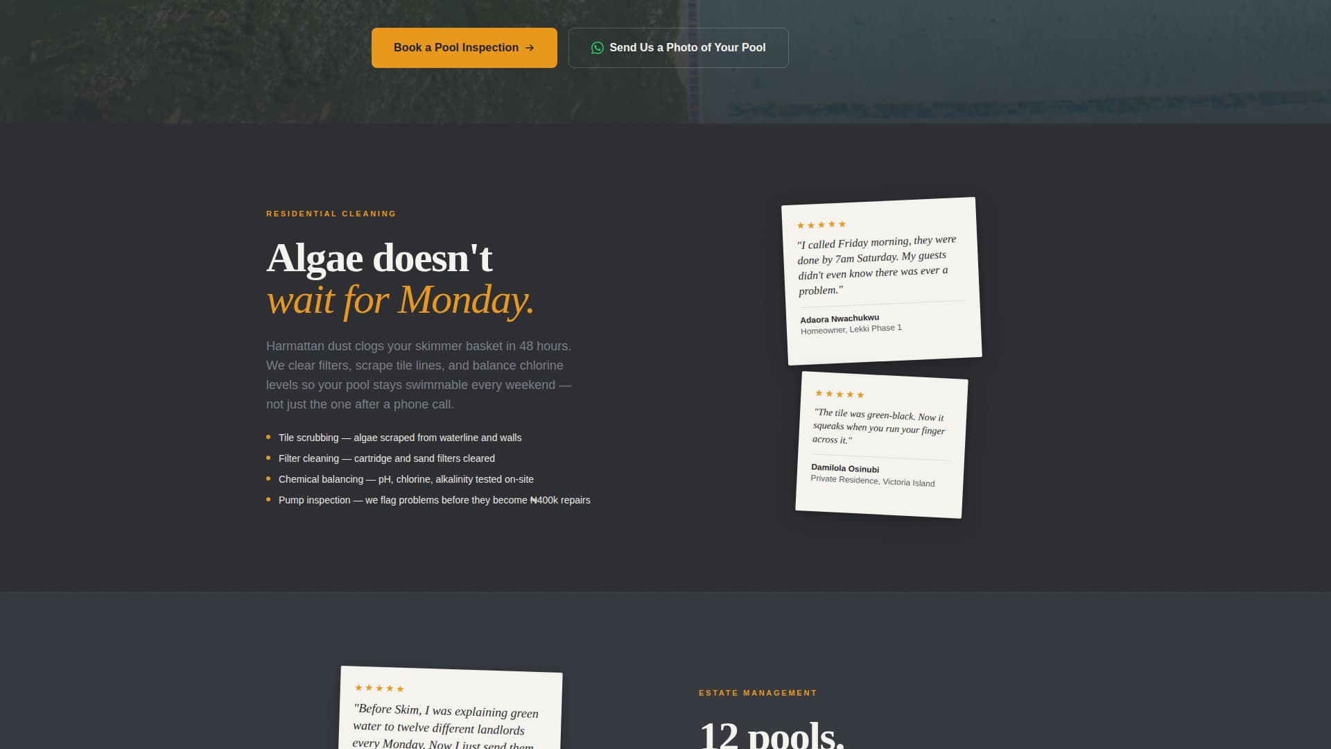 Skim - Trusted Poolcleaning Landing Page Template