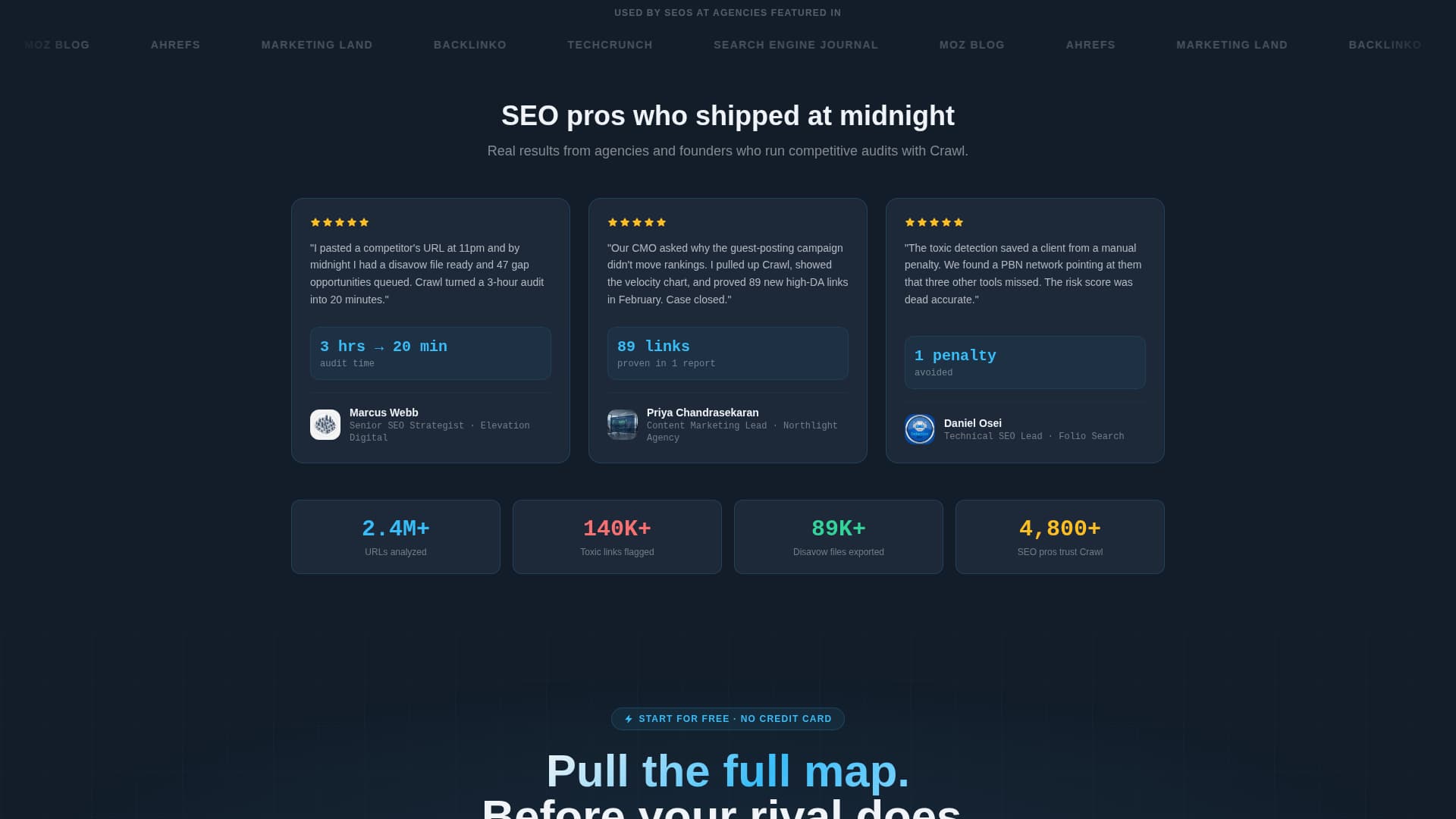 Crawl - Powerful Backlink Checker Landing Page Template