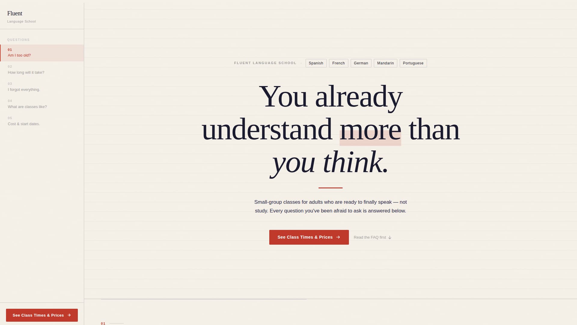 Fluent - Persuasive Languageschool Landing Page Template