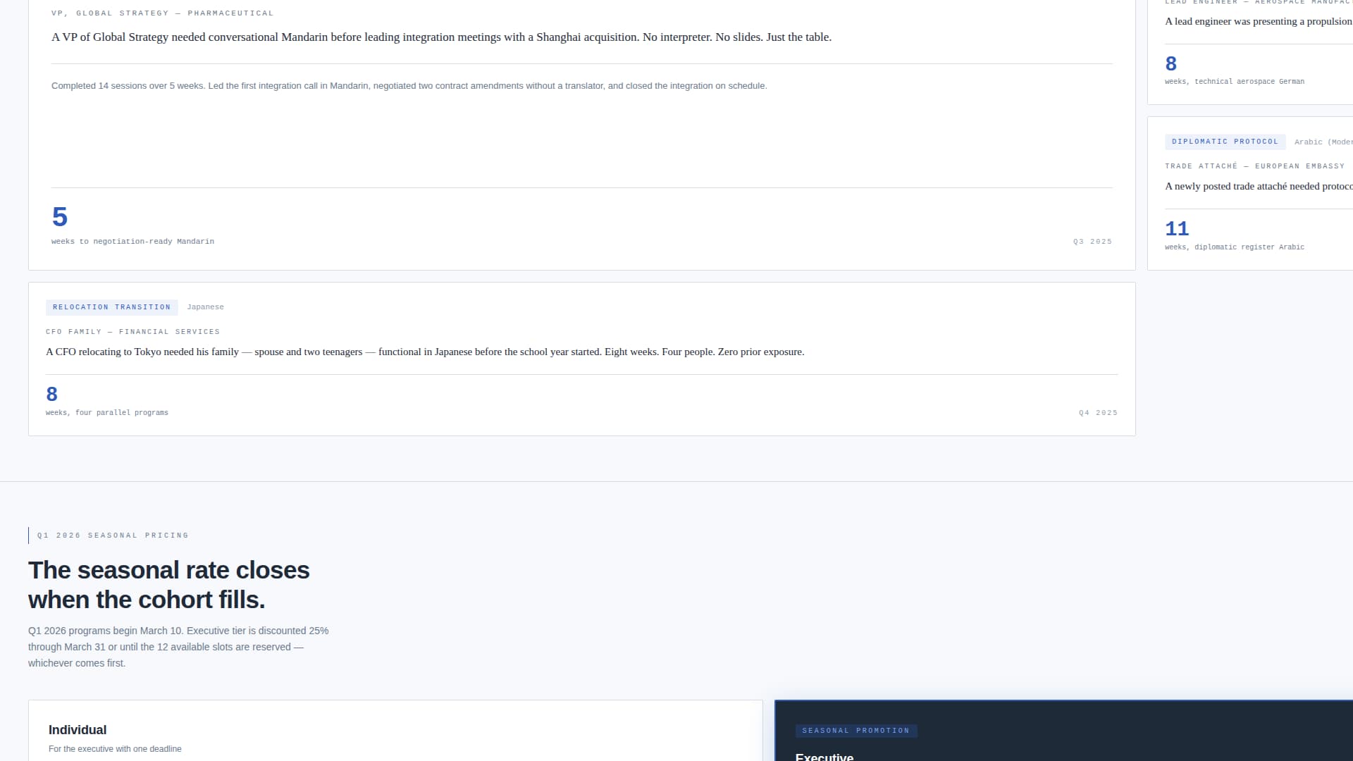 Fluent - Executive Language Landing Page Template