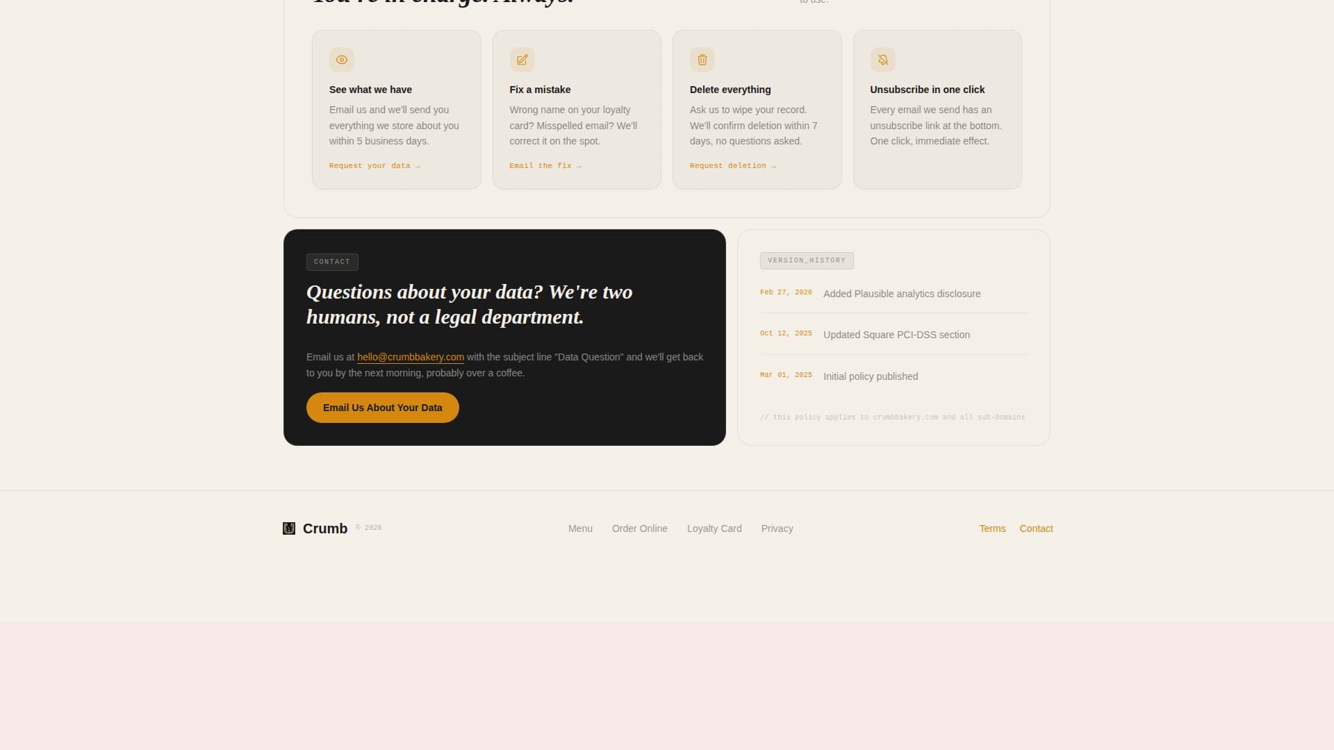 Crumb - Transparent Bakery Landing Page Template